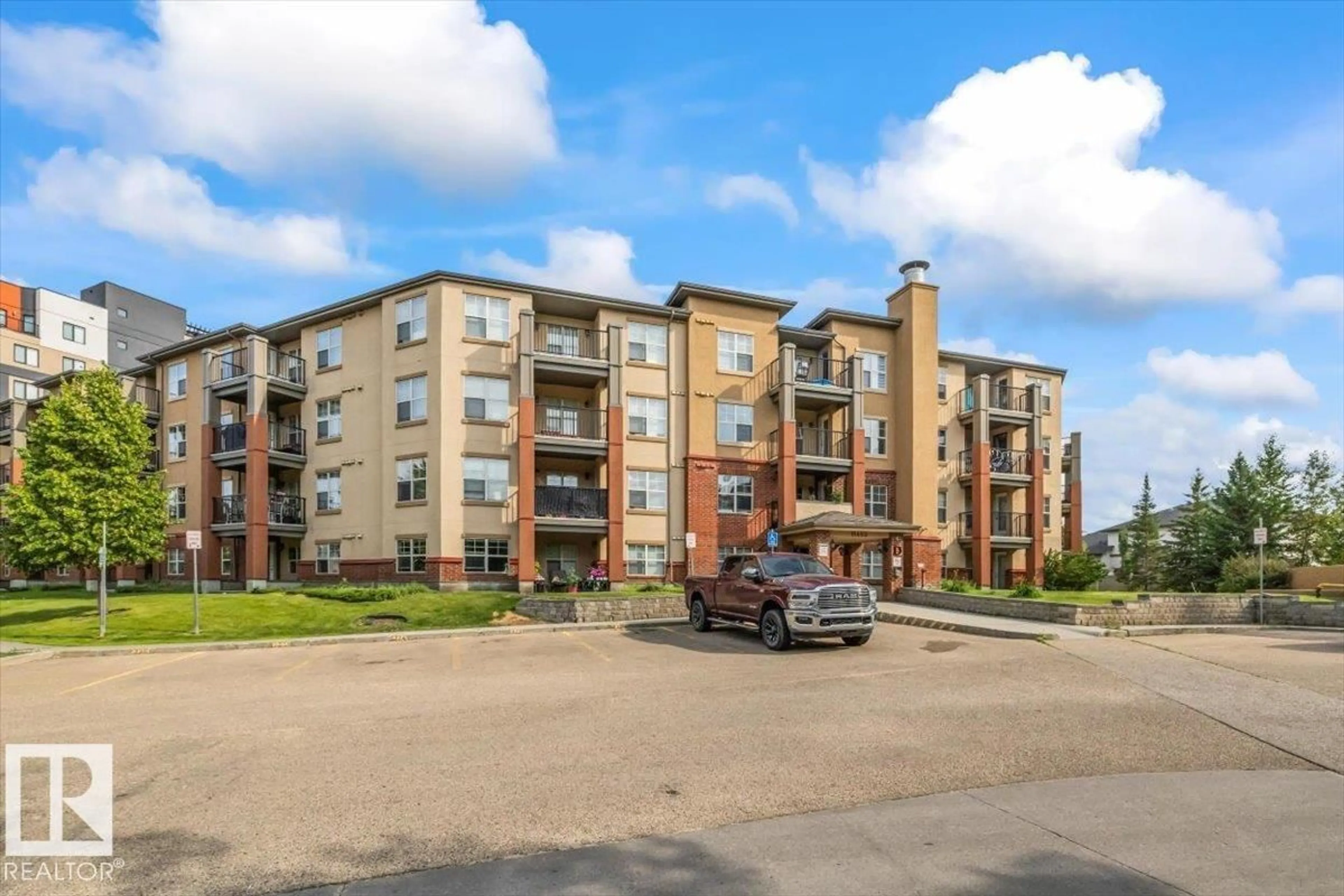 A pic from outside/outdoor area/front of a property/back of a property/a pic from drone, building for #115 - 11453 ELLERSLIE RD, Edmonton Alberta T6W1T3