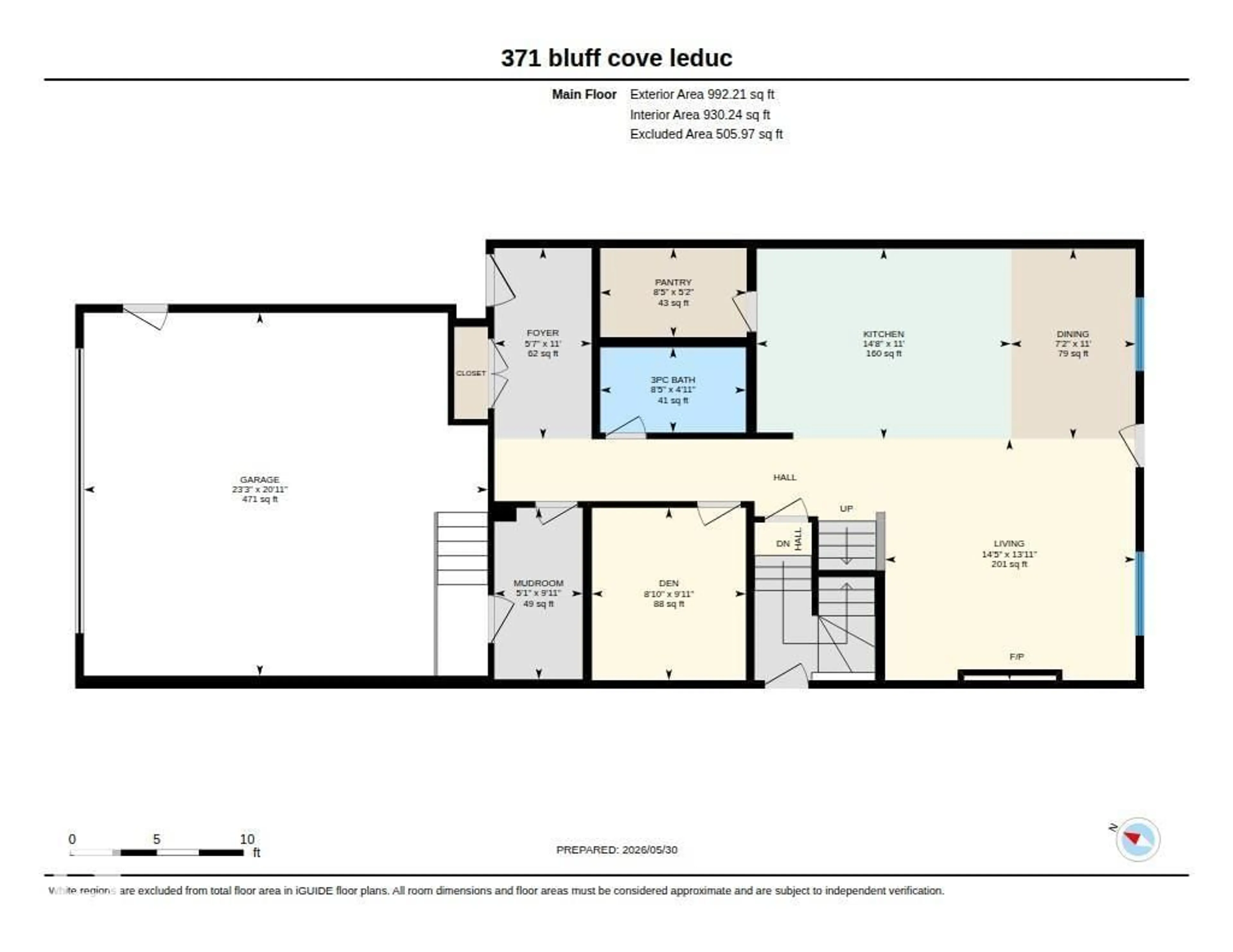 Floor plan for 371 BLUFF CV, Leduc Alberta T9E1M9