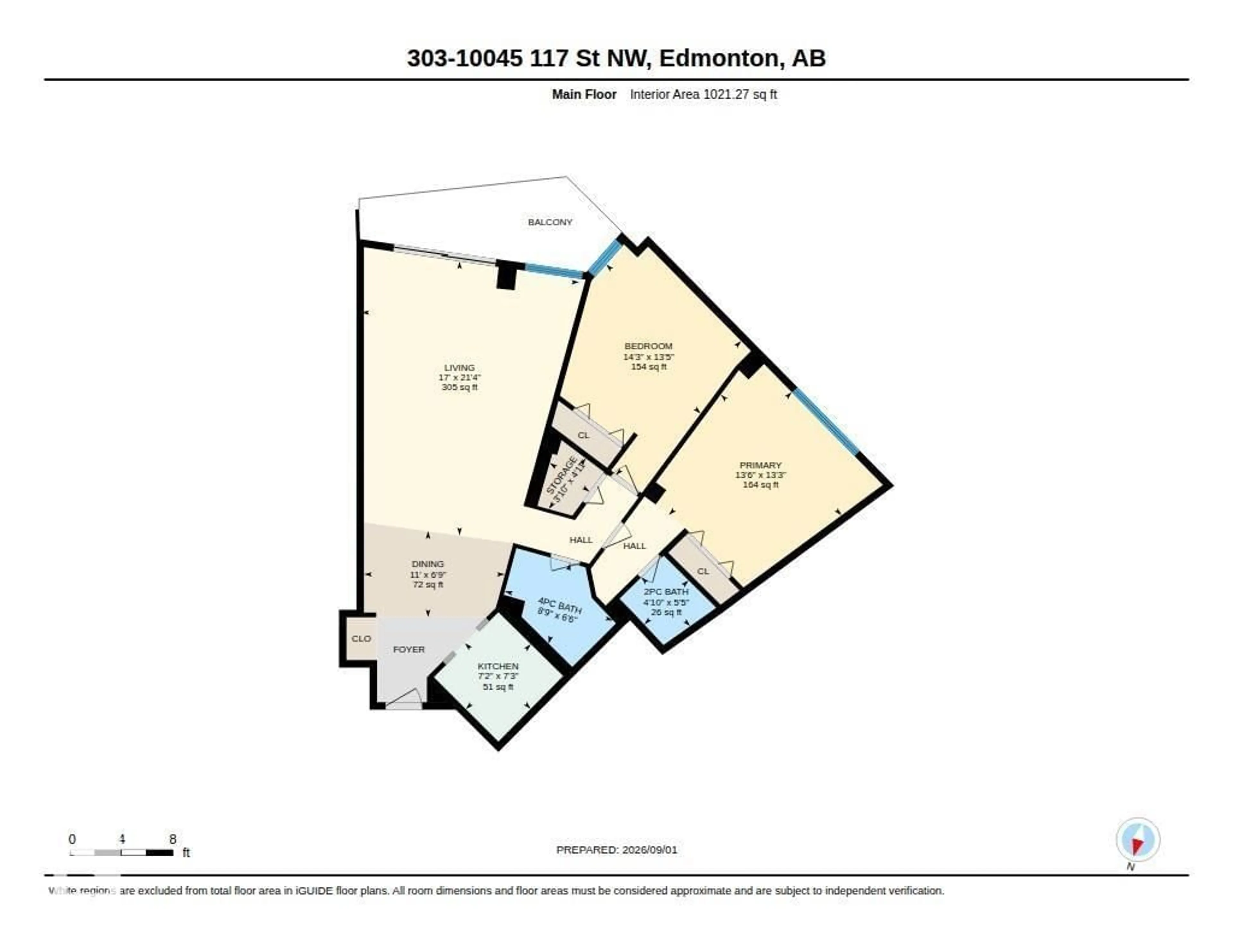 Floor plan for #303 - 10045 117 ST, Edmonton Alberta T5K1W8