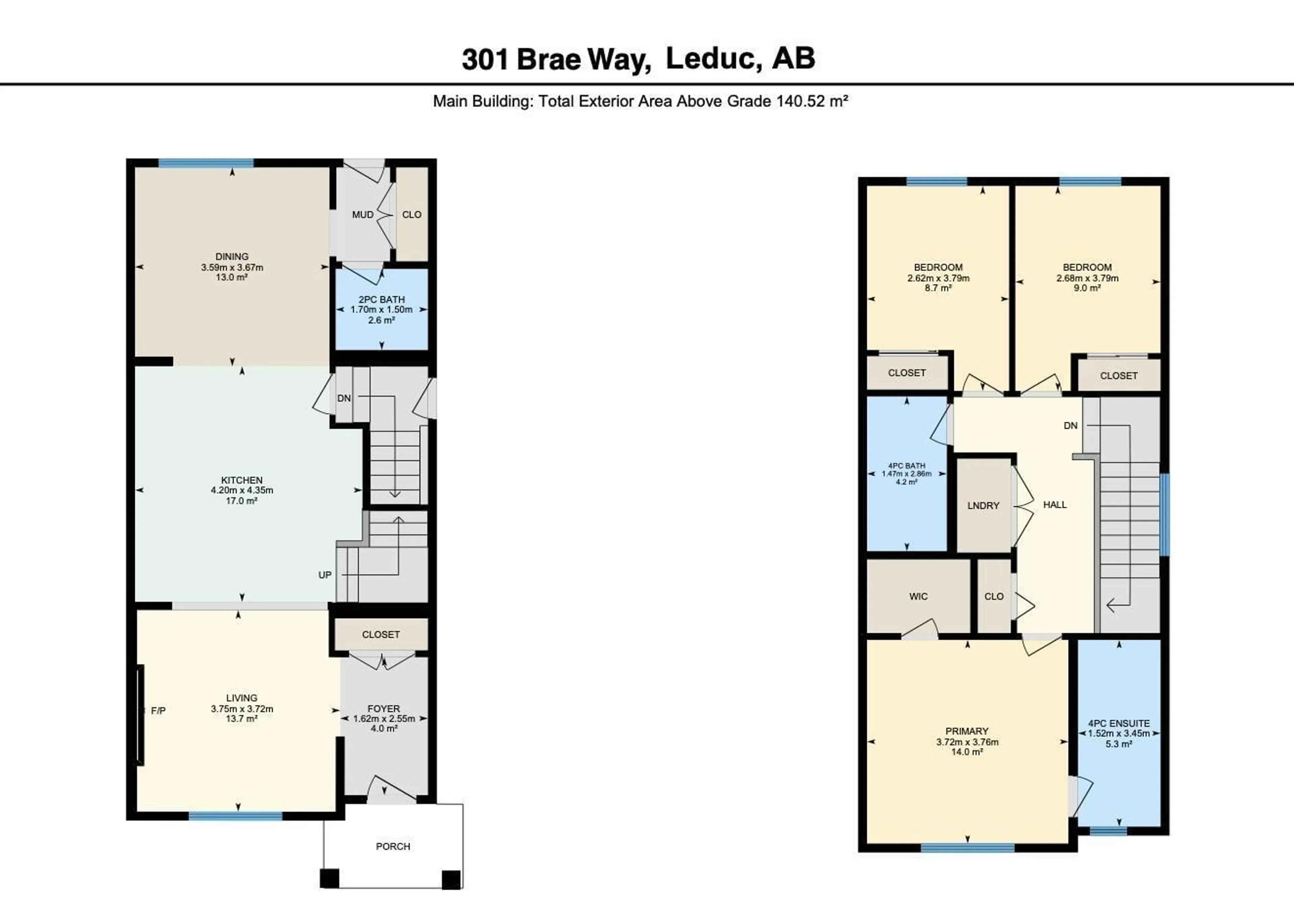 Floor plan for 301 BRAE WY, Leduc Alberta T9E1T7