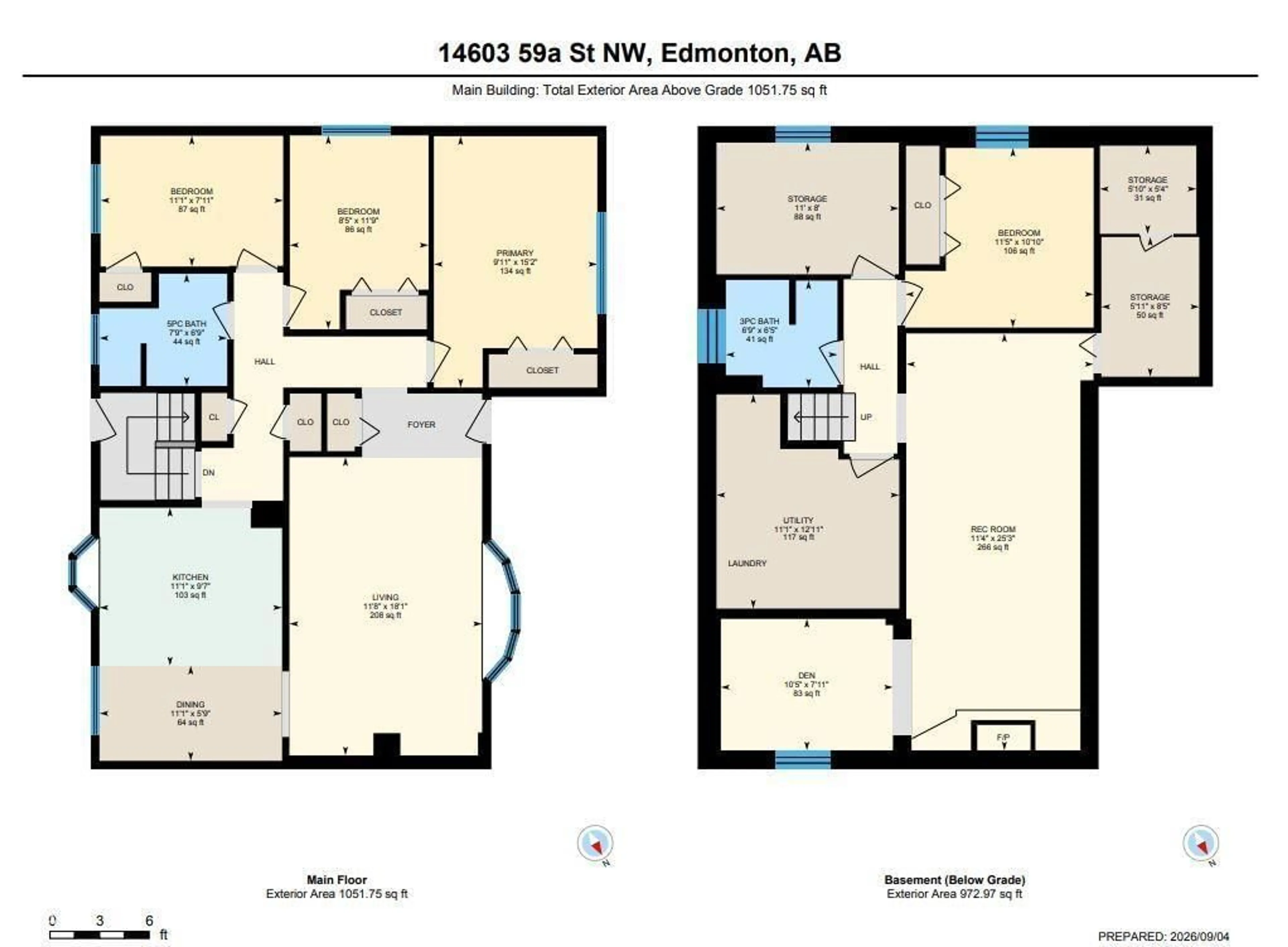 Floor plan for 14603 59A ST NW, Edmonton Alberta T5A1Y8