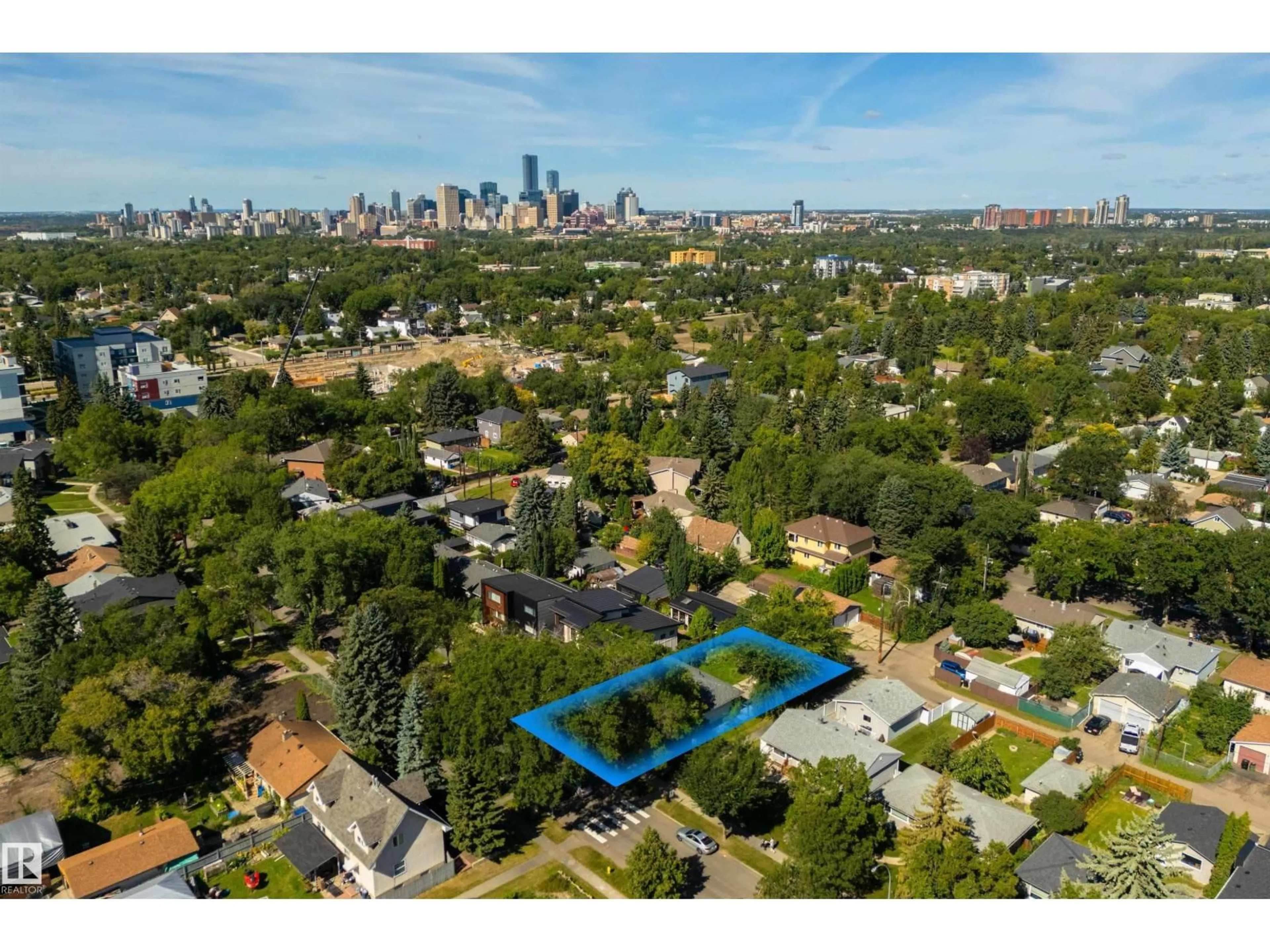 A pic from outside/outdoor area/front of a property/back of a property/a pic from drone, city buildings view from balcony for 7950 91 AV, Edmonton Alberta T6C1R1
