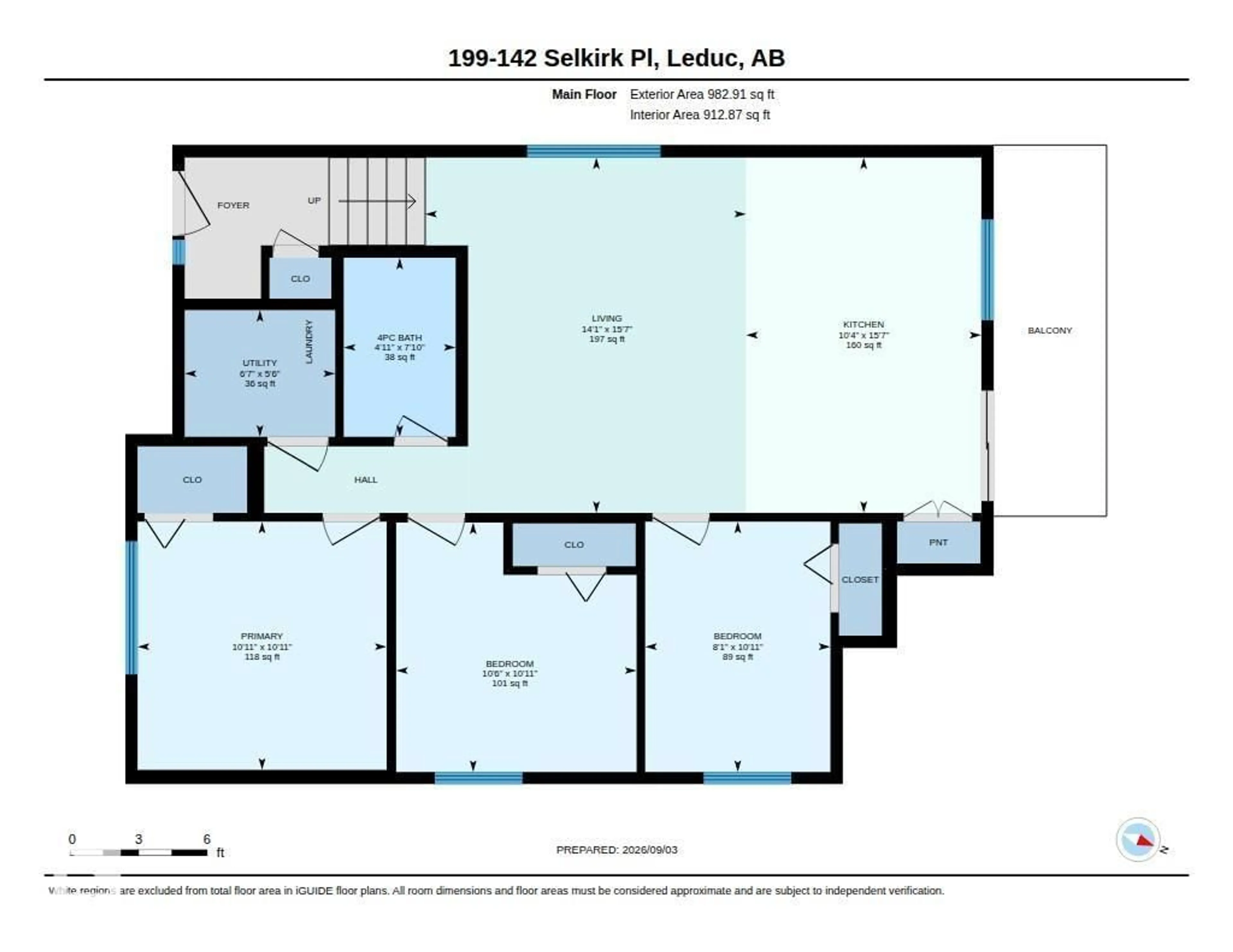 Floor plan for 199 142 SELKIRK PL, Leduc Alberta T9E0M9
