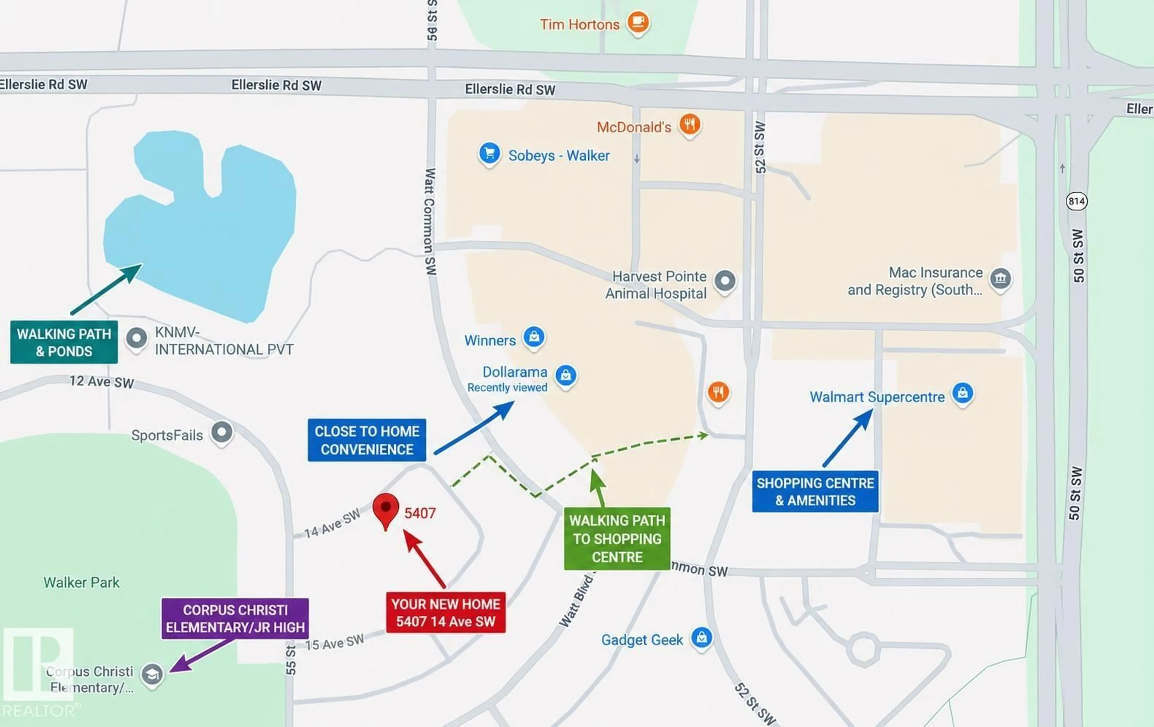Picture of a map for 5407 14 AV, Edmonton Alberta T6X1S2