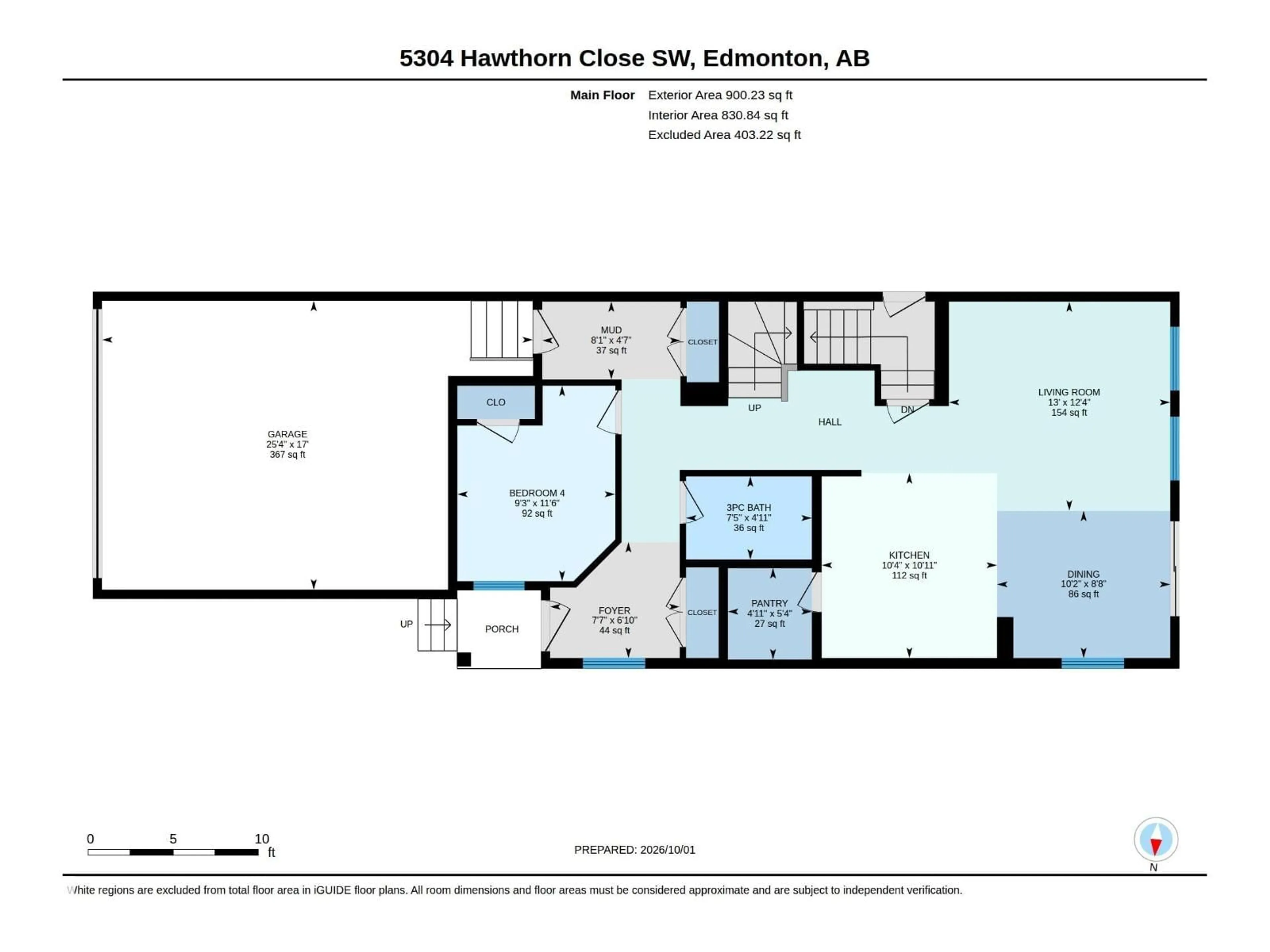 Floor plan for 5304 HAWTHORN CL, Edmonton Alberta T6X3N5