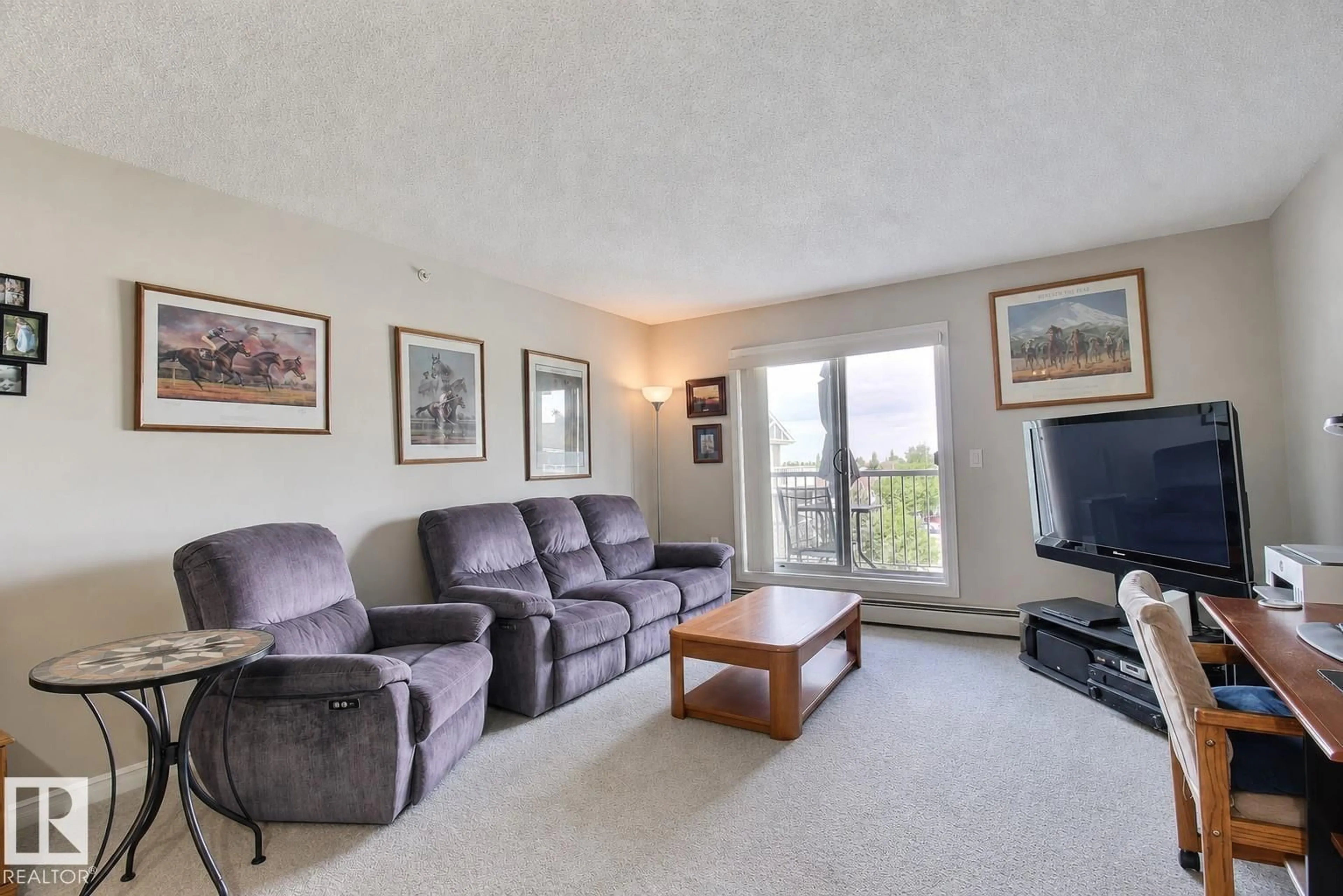 Living room with furniture, unknown for 417 - 4403 23 ST, Edmonton Alberta T6T0E4