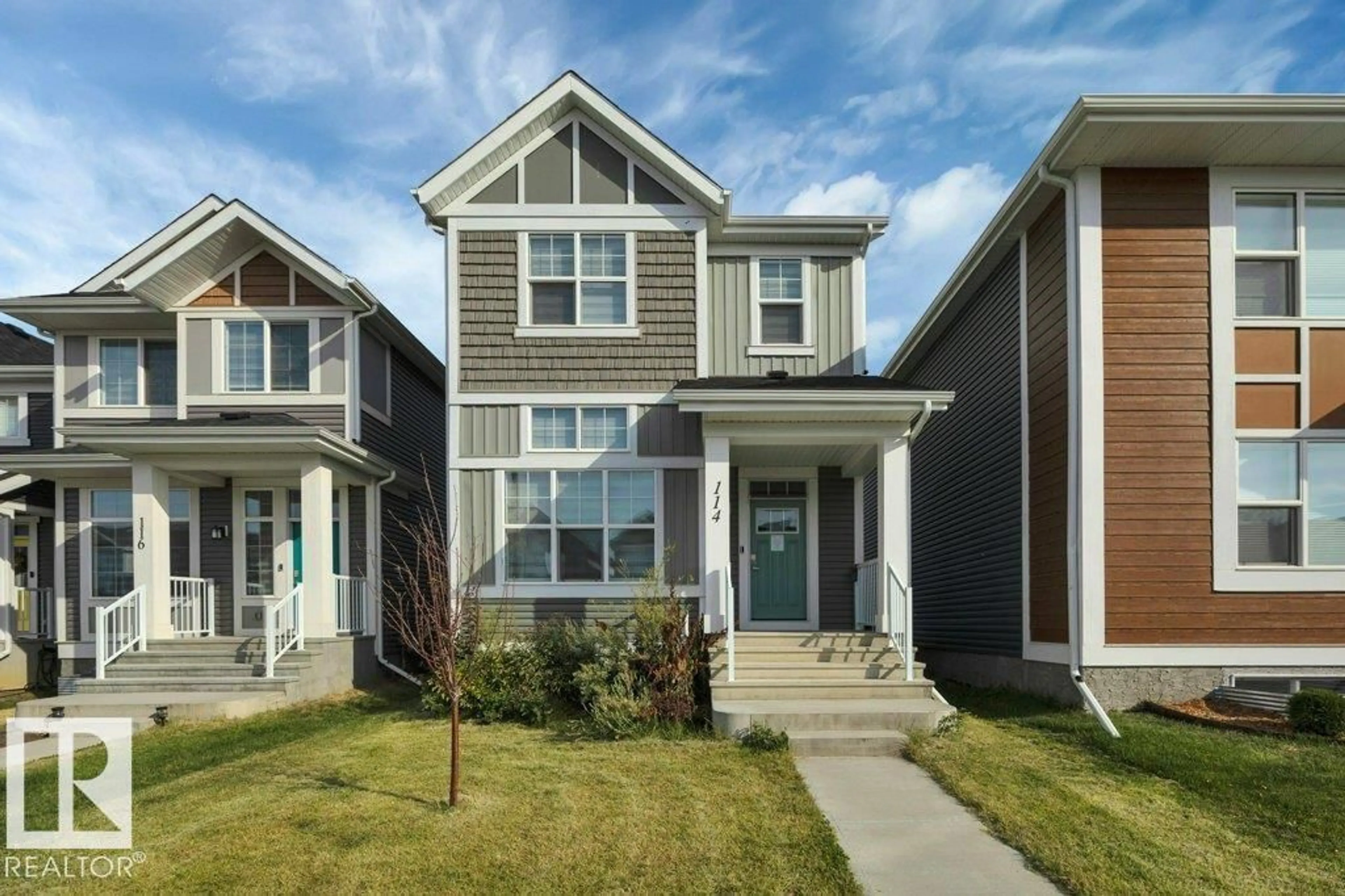 Home with vinyl exterior material, street for 114 STONEHOUSE WY, Leduc Alberta T9E1R1