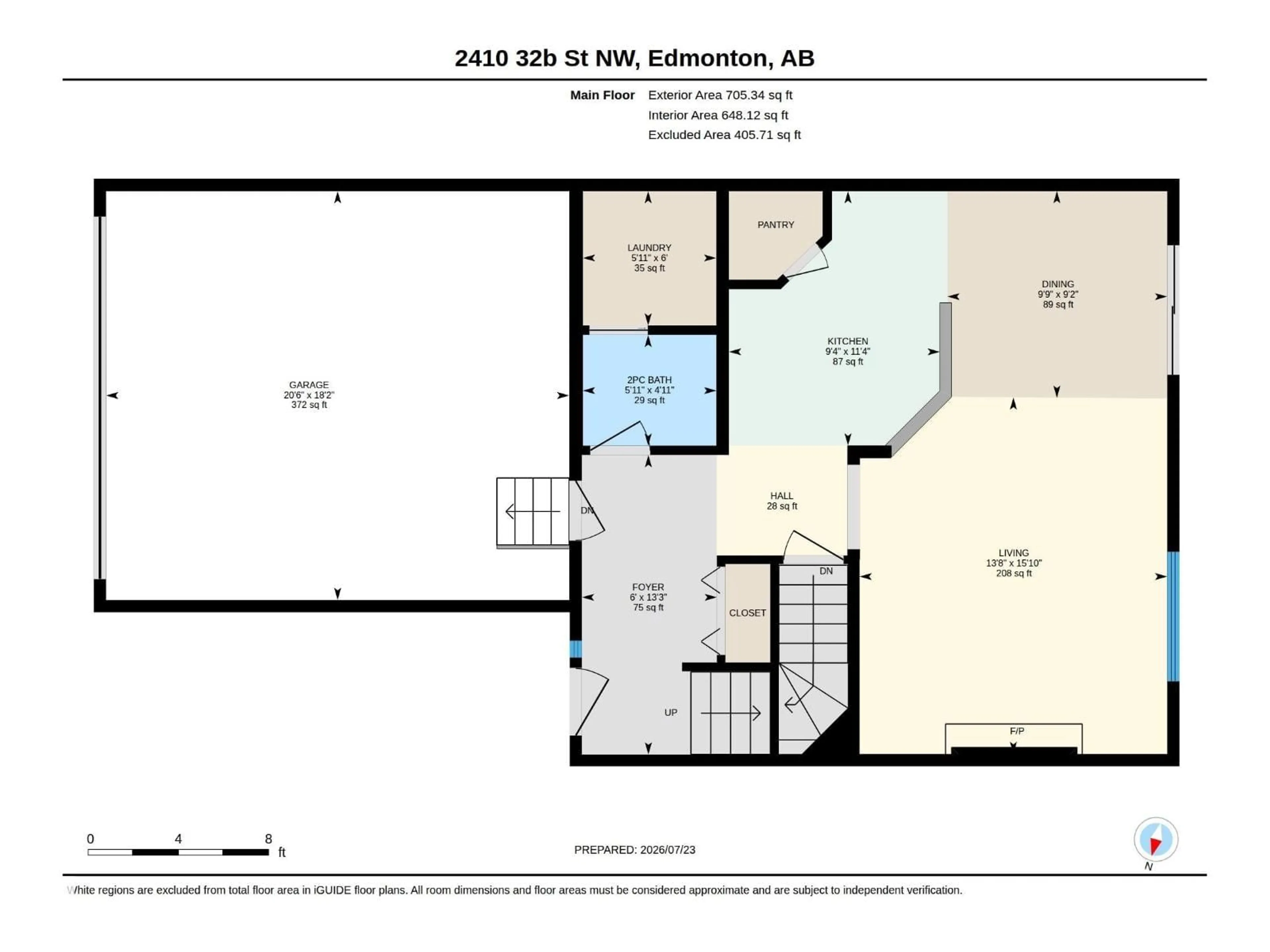 Floor plan for NW - 2410 32B ST, Edmonton Alberta T6T1Y6