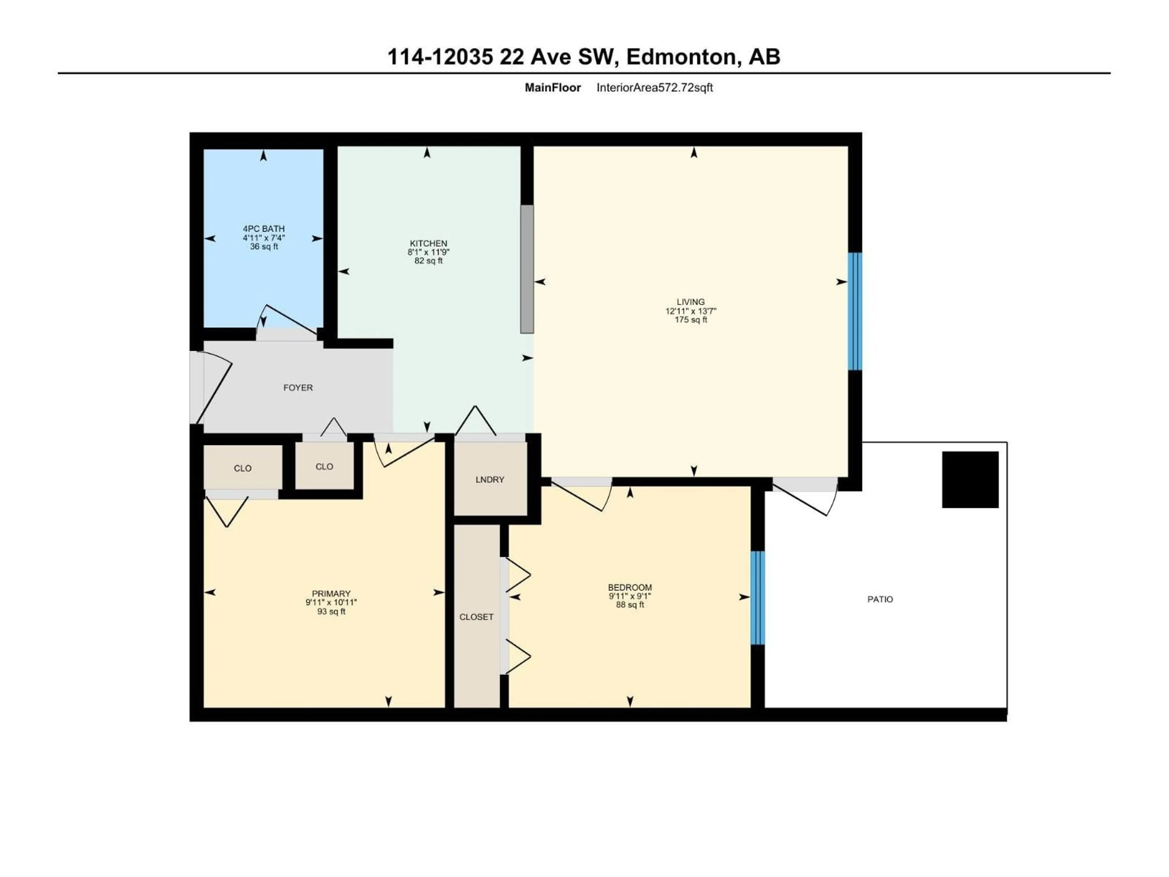 Floor plan for #114 - 12035 22 AV, Edmonton Alberta T6W2X9