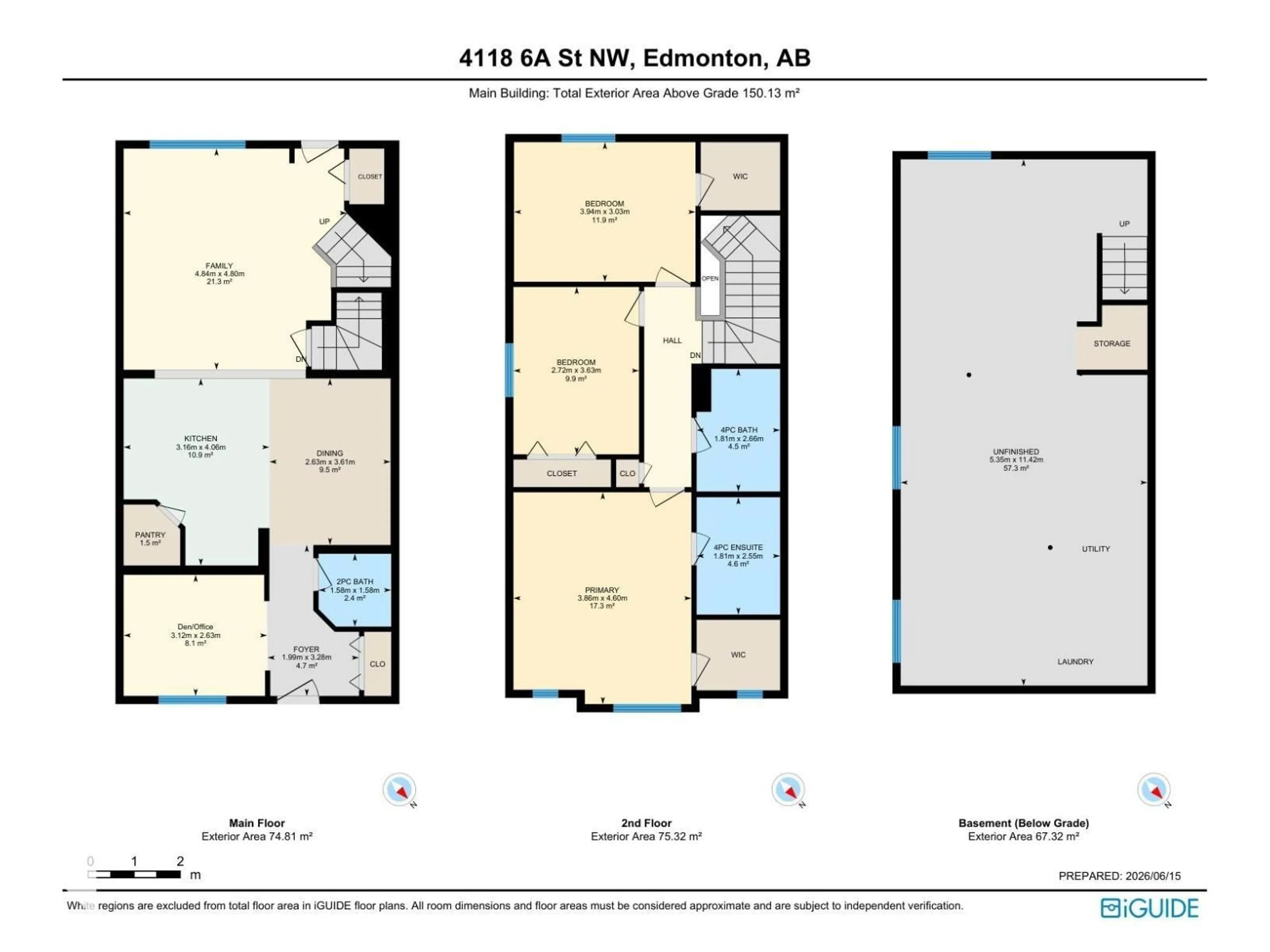 Floor plan for NW - 4118 6A ST, Edmonton Alberta T6T0T6