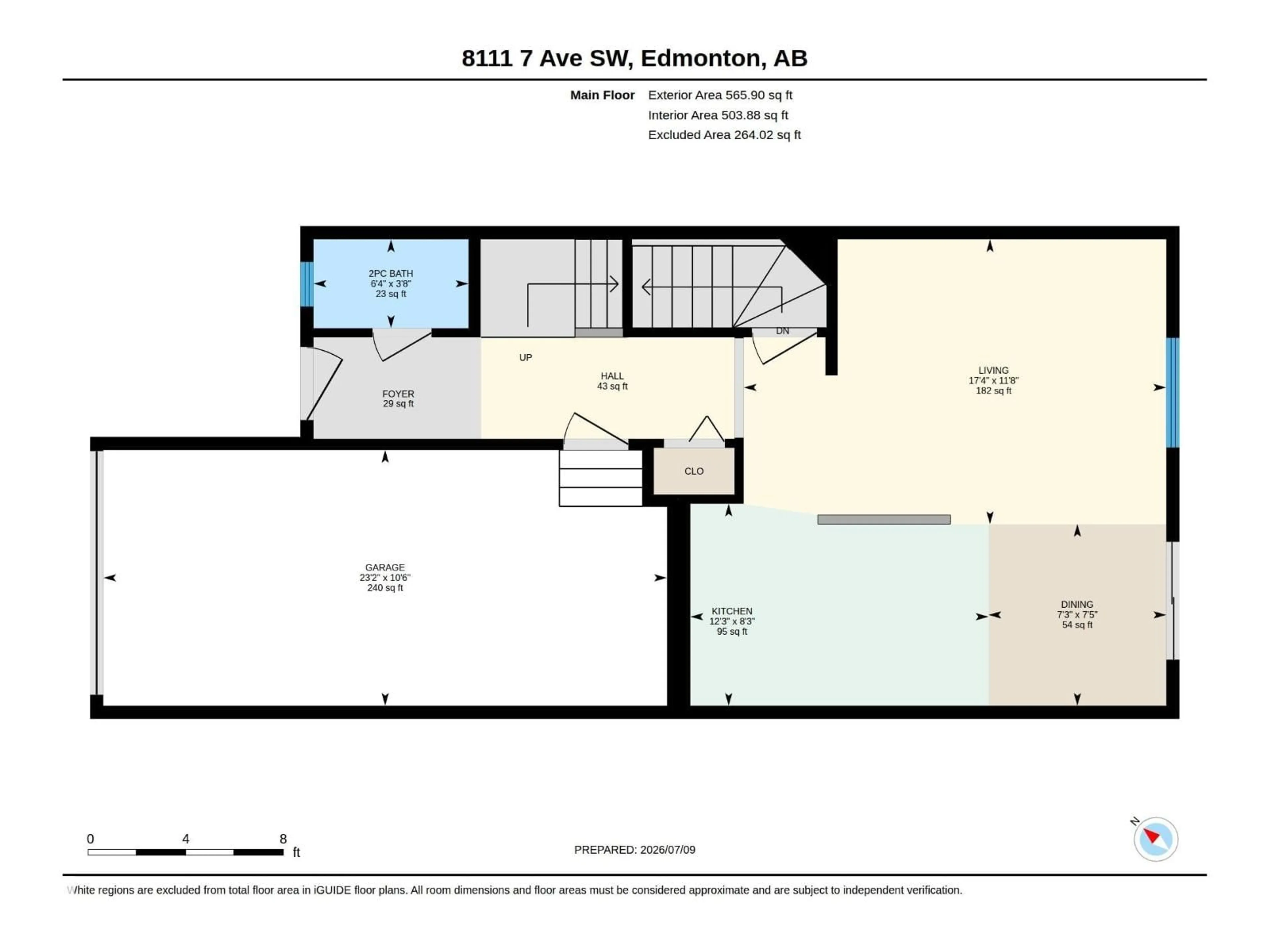 Floor plan for 8111 7 AVE SW, Edmonton Alberta T6X1L9