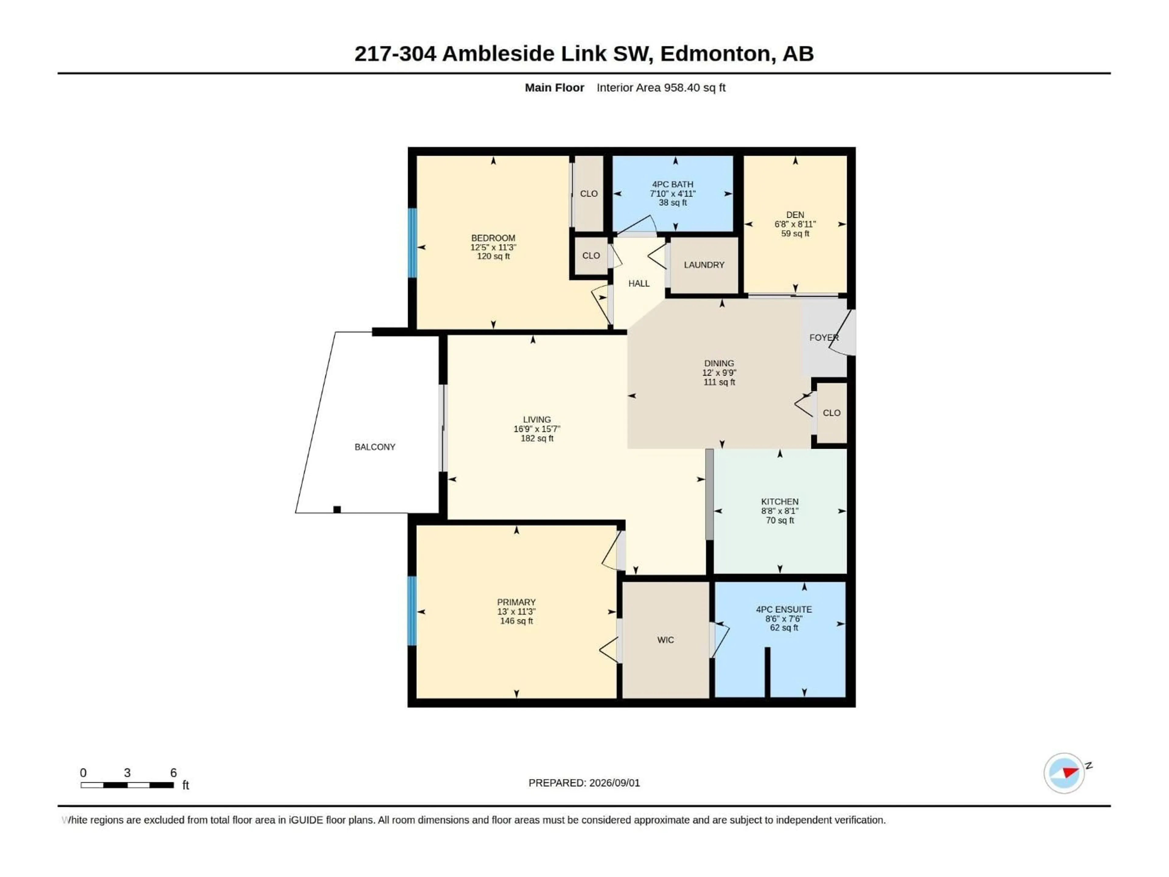 Floor plan for 217 - 304 AMBLESIDE LINK, Edmonton Alberta T6W0V2