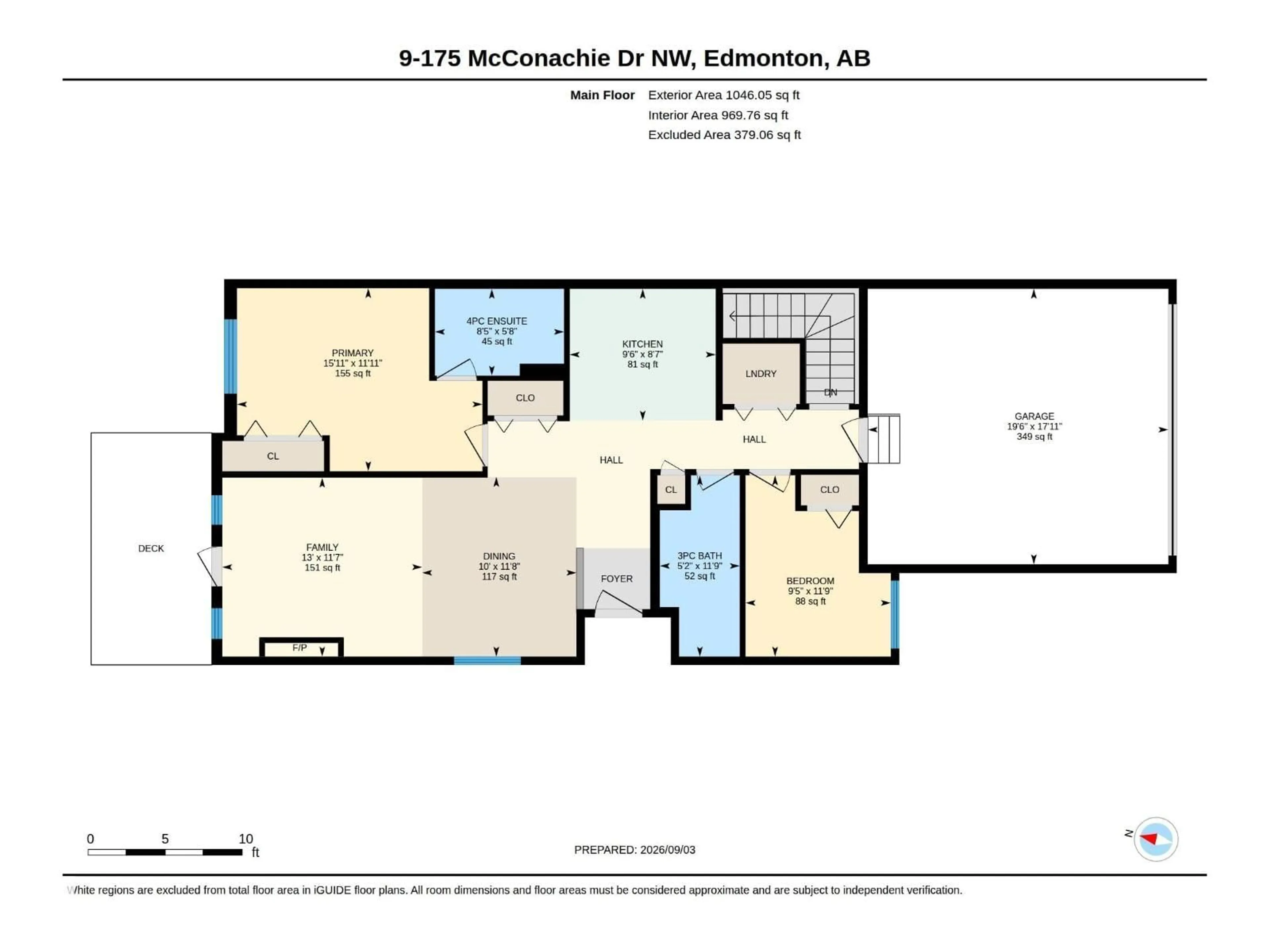 Floor plan for #9 - 175 MCCONACHIE DR, Edmonton Alberta T5Y0S1