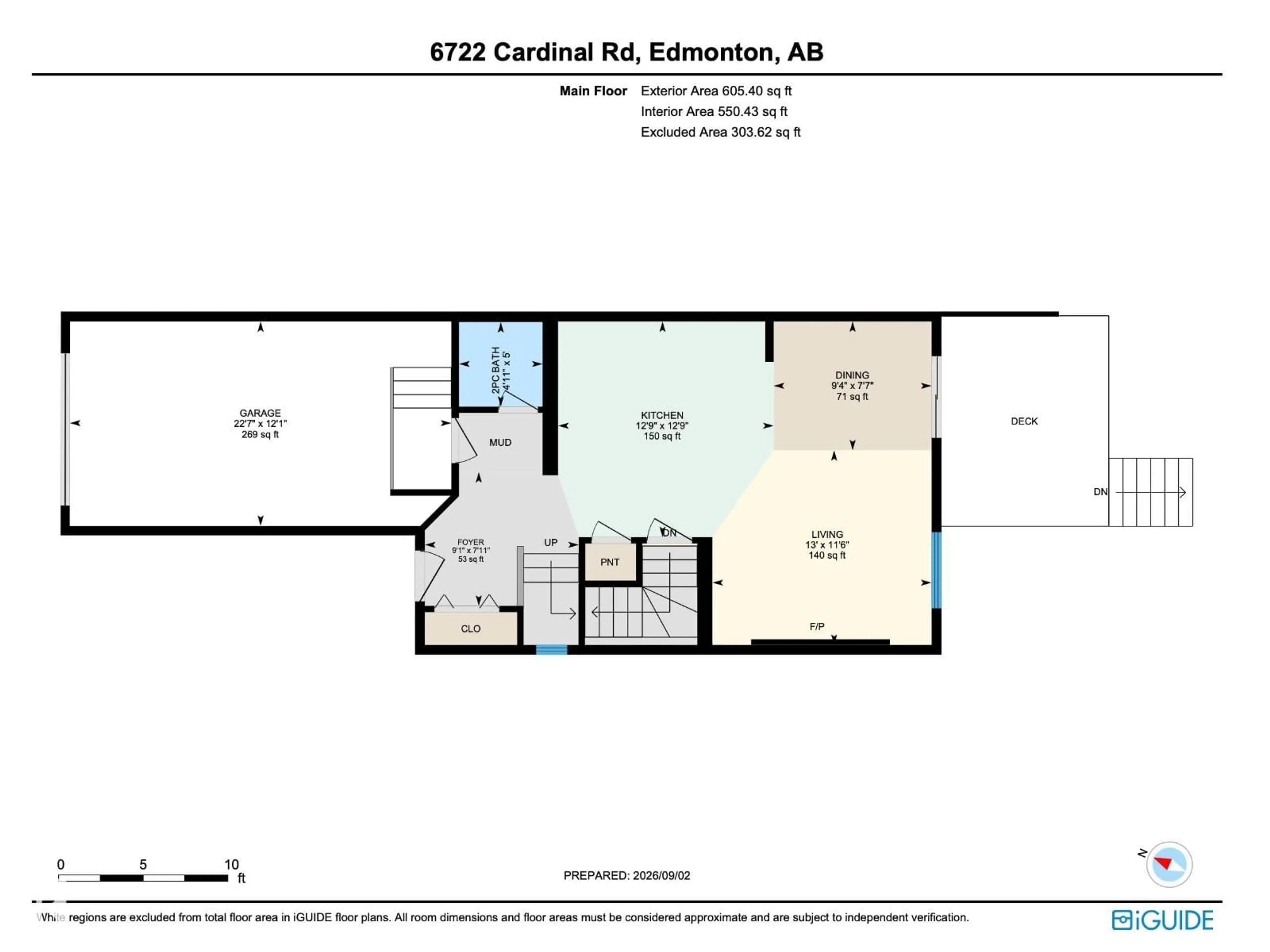 Floor plan for 6722 CARDINAL RD, Edmonton Alberta T6W2Y6