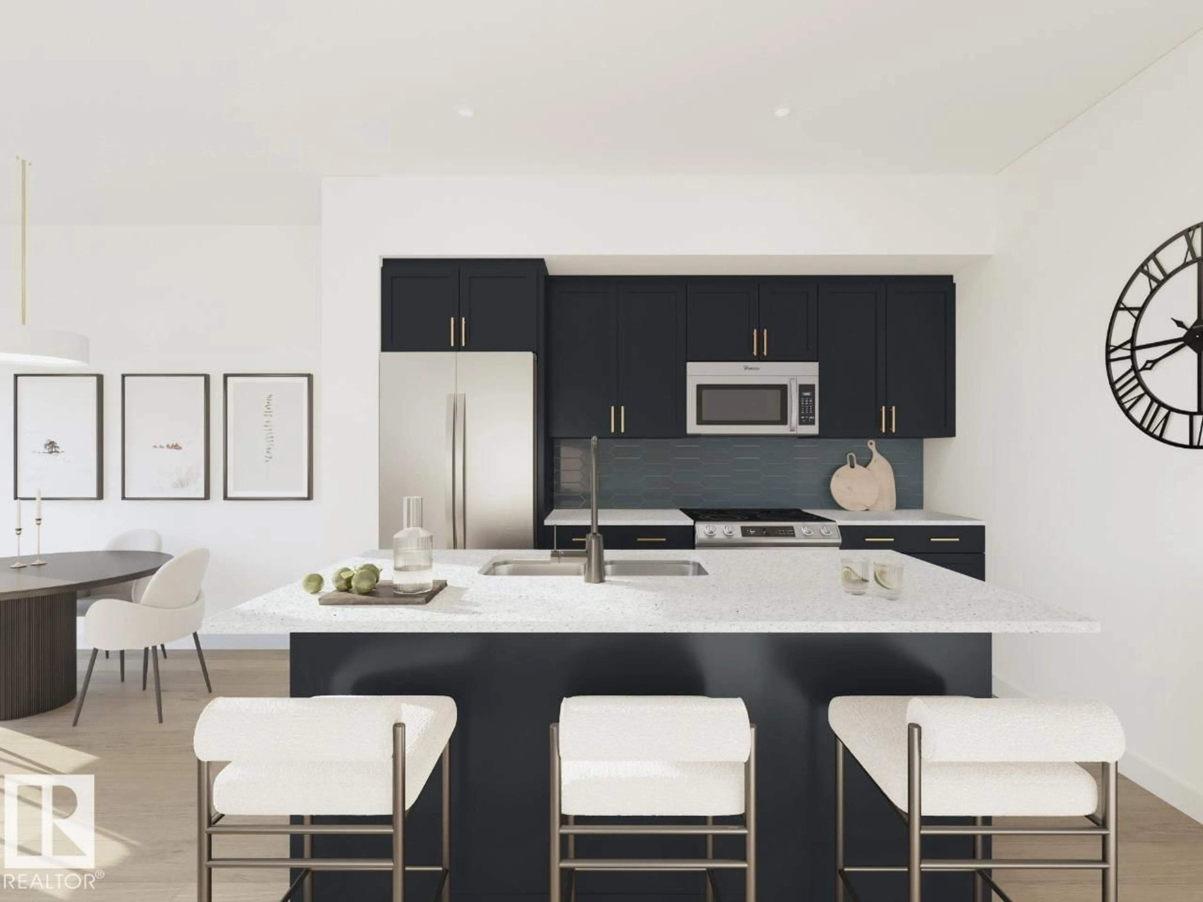 Contemporary kitchen, ceramic/tile floor for #27 - 3270 CHERNOWSKI WY, Edmonton Alberta T6W3X2