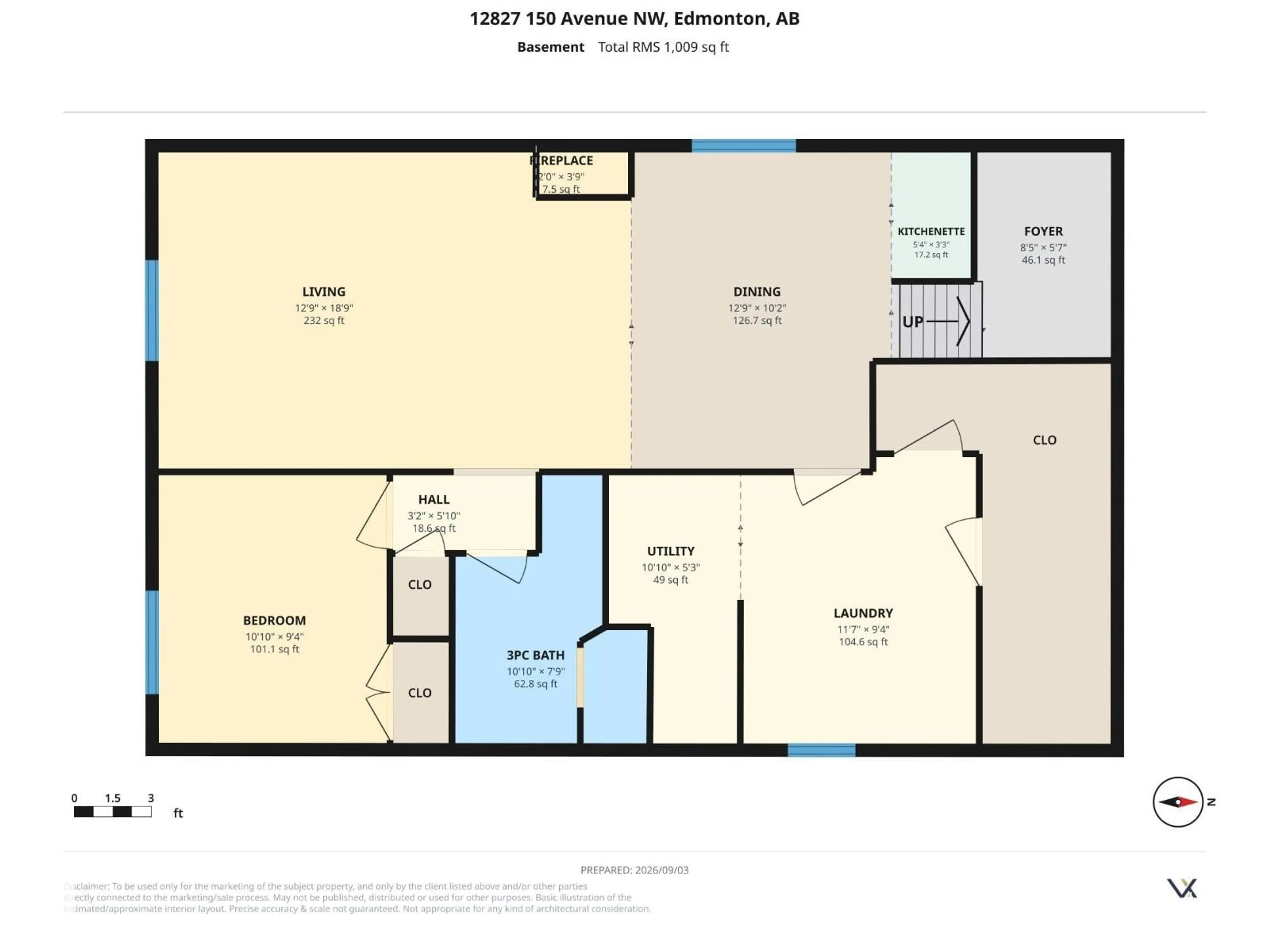 Floor plan for 12827 150 AV, Edmonton Alberta T6V1H1