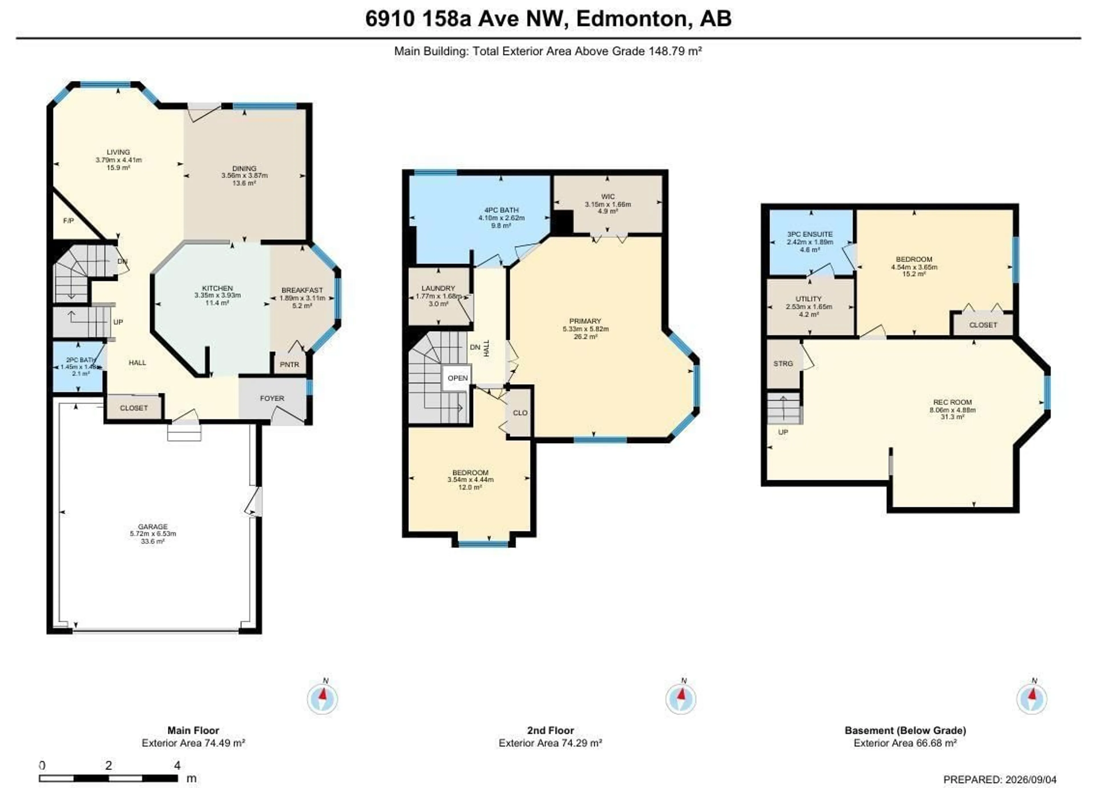 Floor plan for 6910 158A AV, Edmonton Alberta T5Z3A5