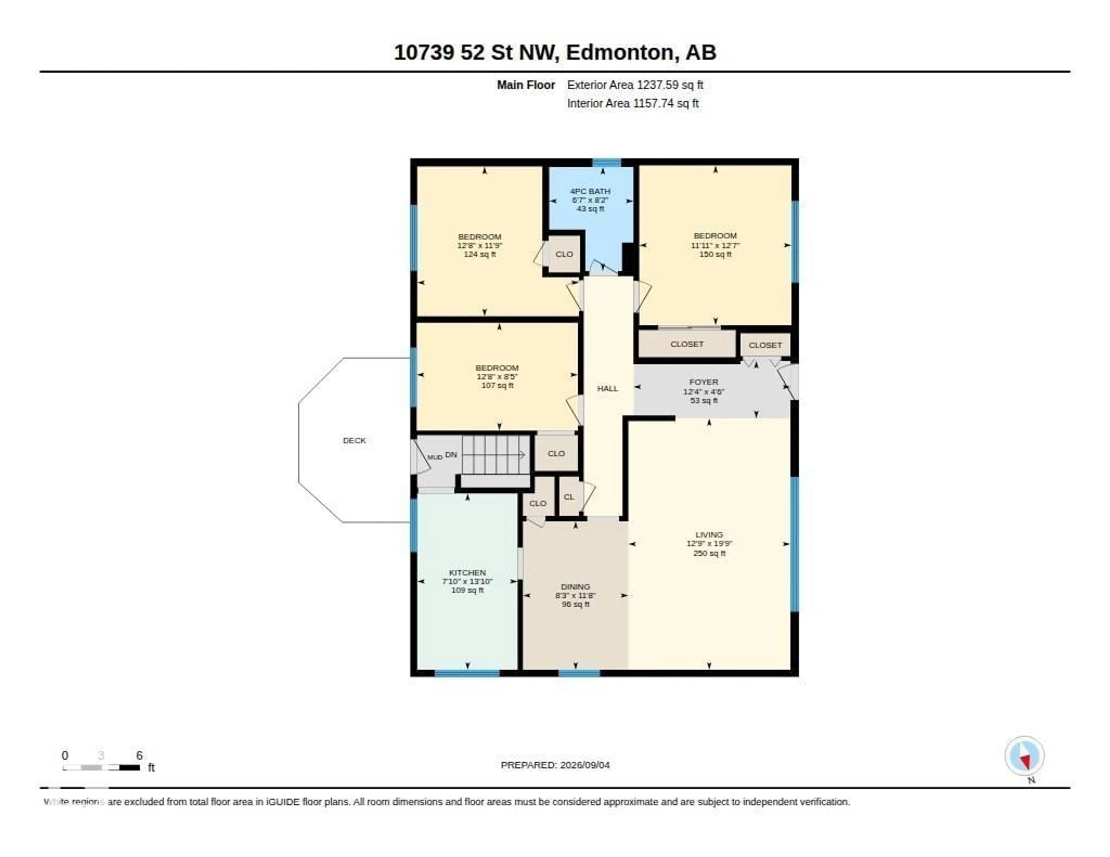 Floor plan for NW - 10739 52 ST, Edmonton Alberta T6A2H4