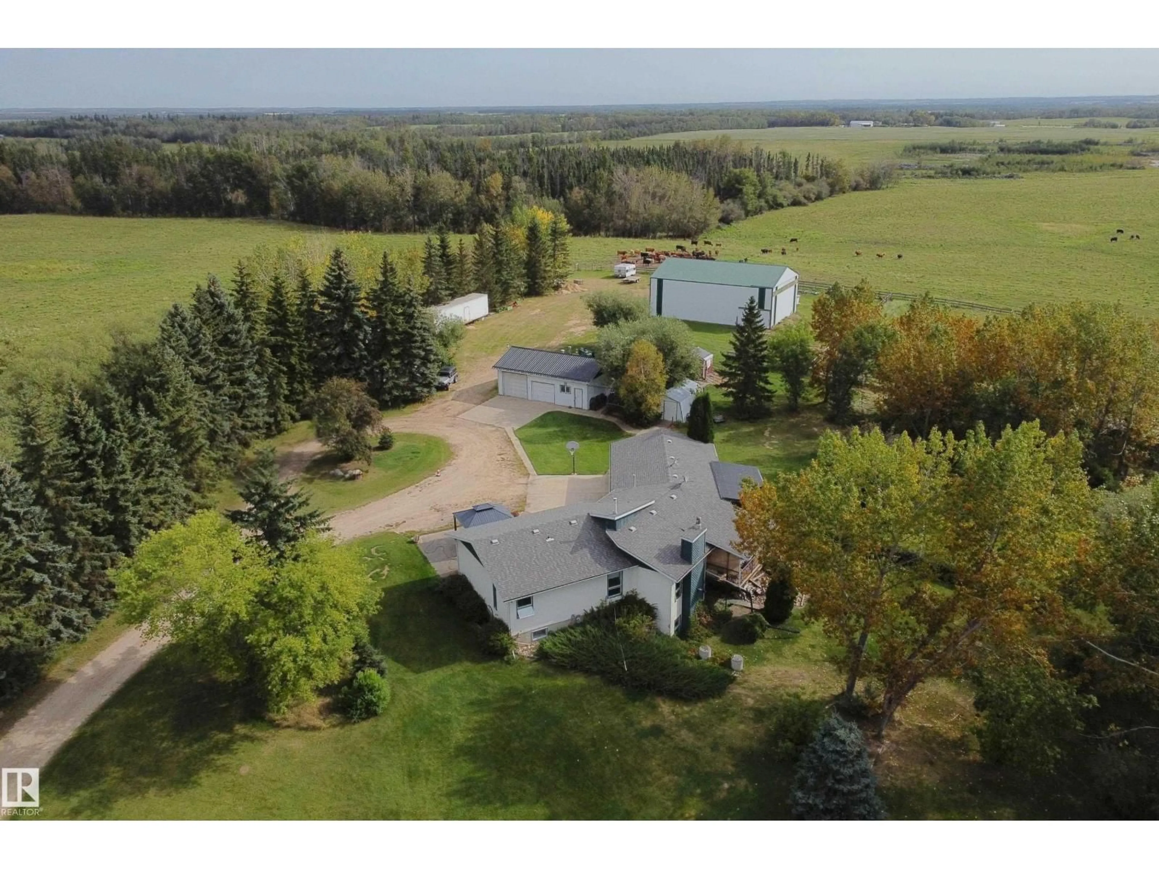 A pic from outside/outdoor area/front of a property/back of a property/a pic from drone, unknown for 58505 HIGHWAY 33, Rural Barrhead County Alberta T0G2H0