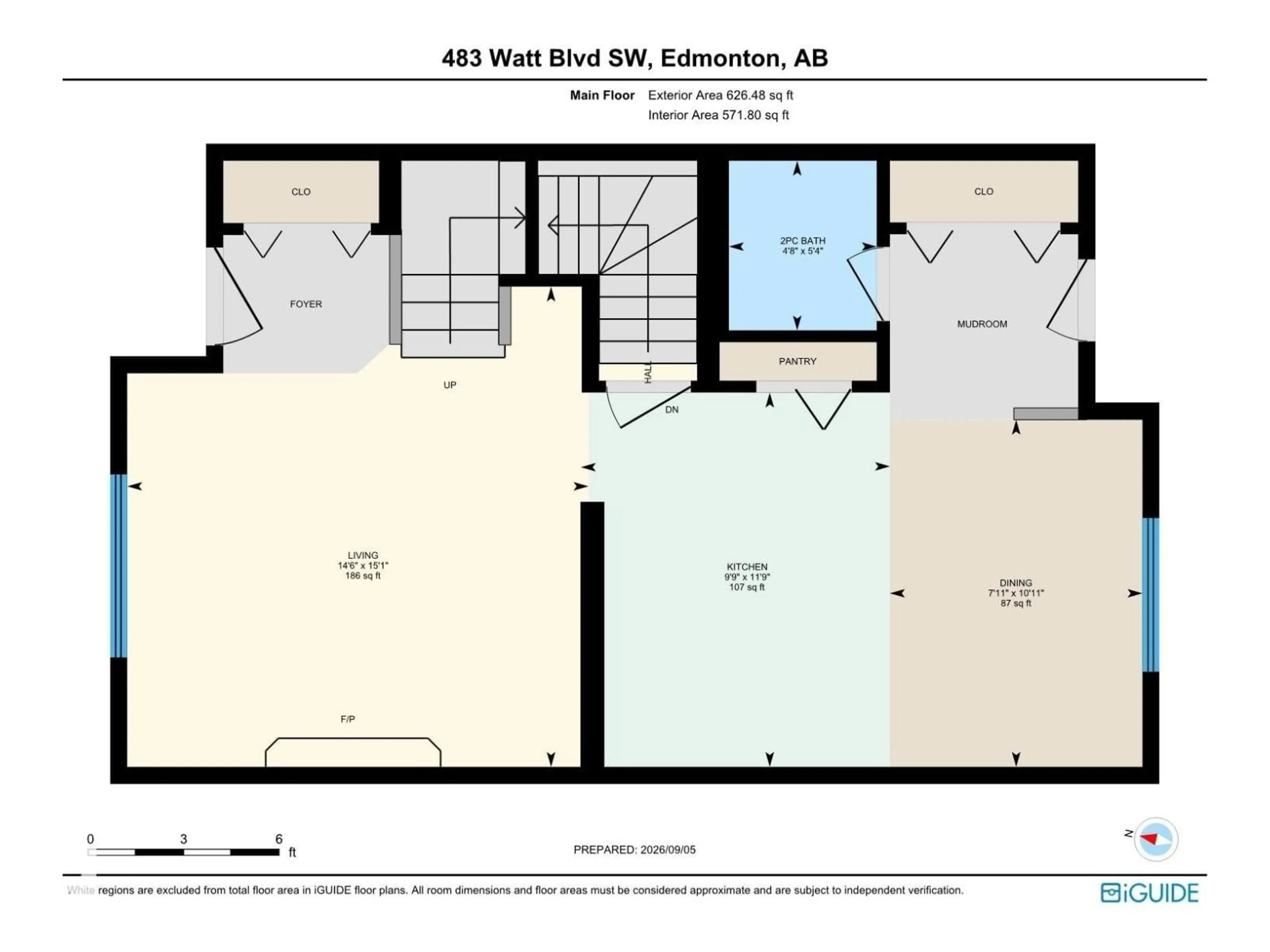 Floor plan for 483 WATT BV, Edmonton Alberta T6X0V8