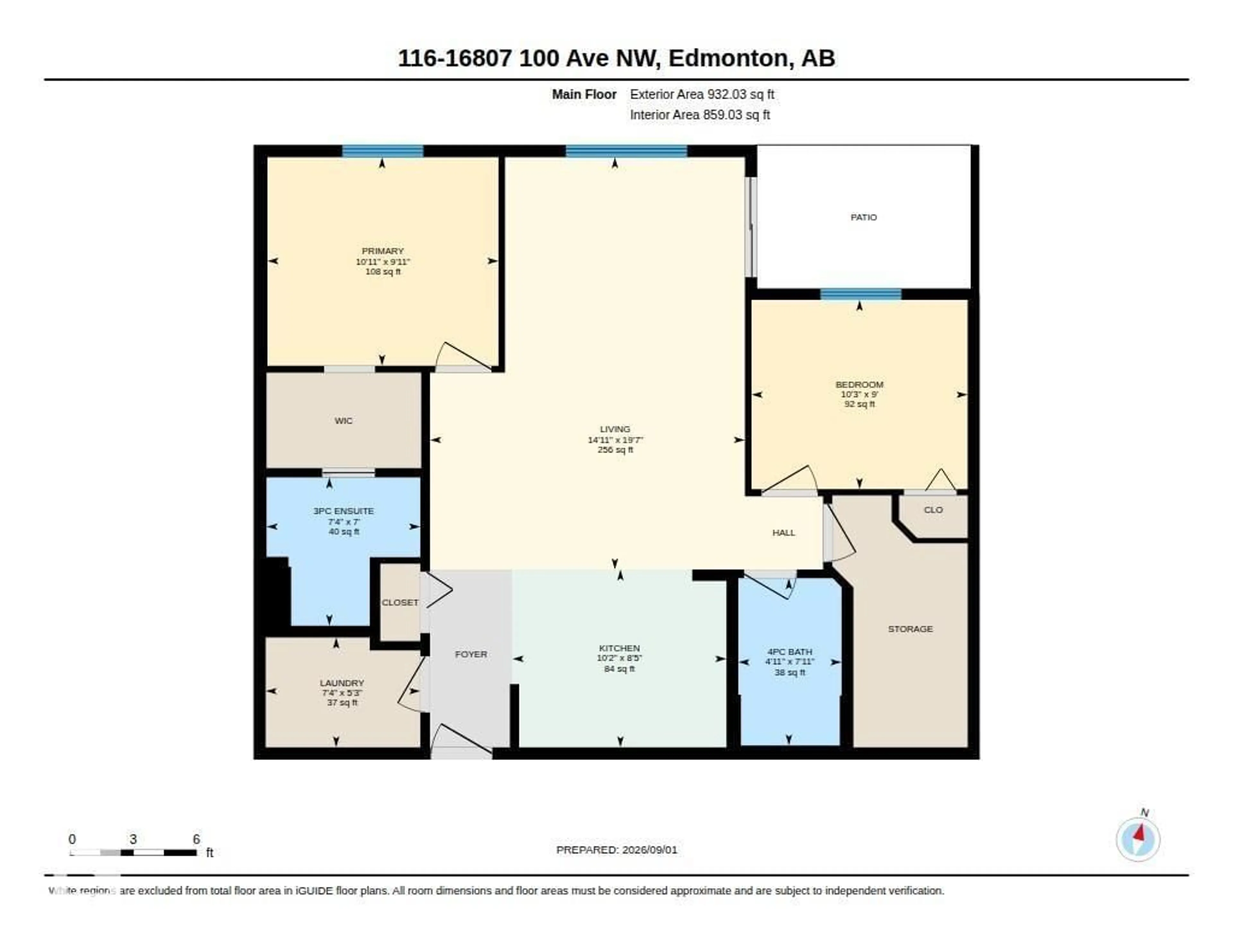 Floor plan for #116 - 16807 100 AV, Edmonton Alberta T5P4Z6