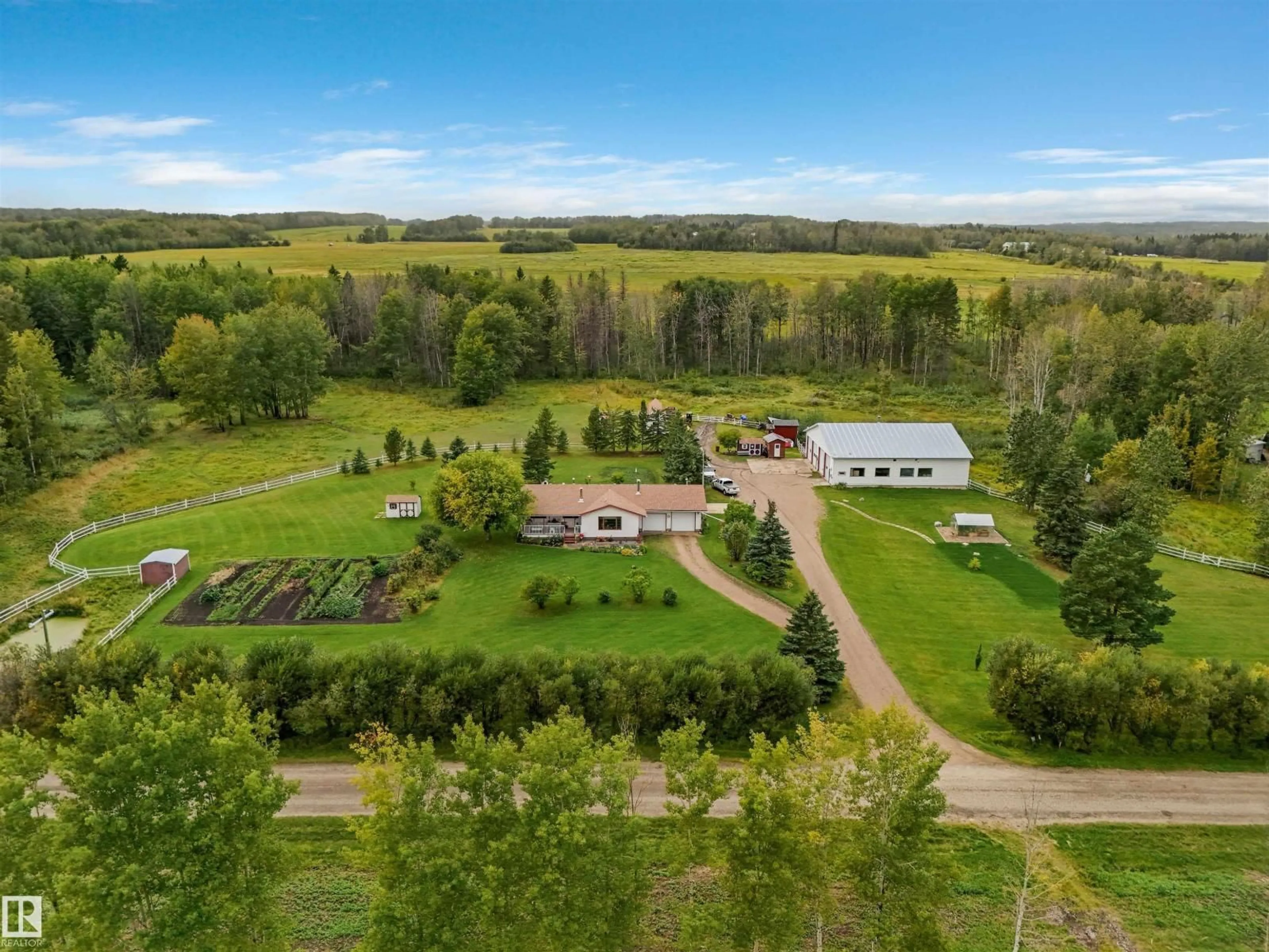 A pic from outside/outdoor area/front of a property/back of a property/a pic from drone, forest/trees view for 13 RGE ROAD 80, Rural Brazeau County Alberta T7A2A3