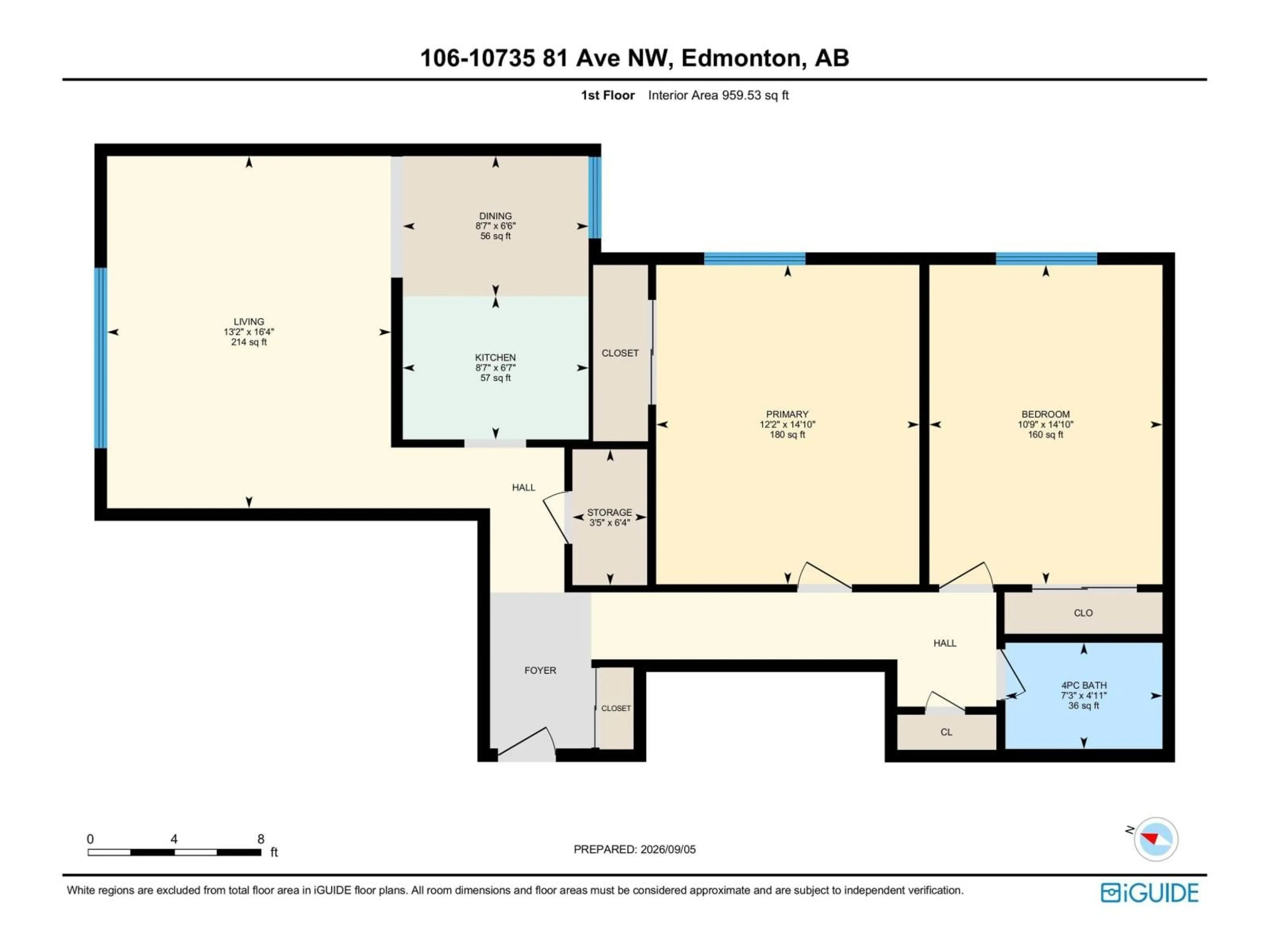 Floor plan for #106 - 10735 81 AV, Edmonton Alberta T6E1Y2