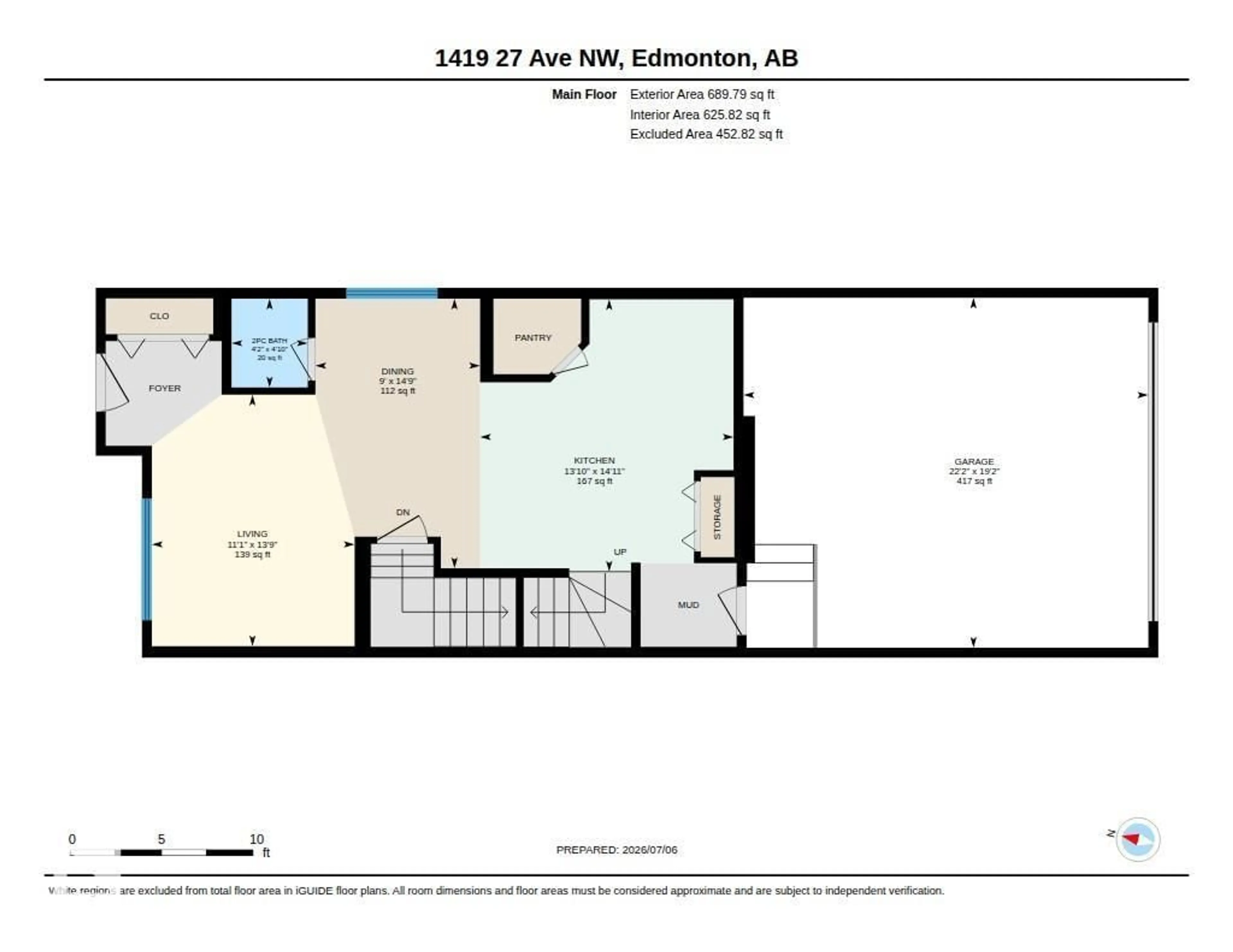 Floor plan for 1419 27 AV, Edmonton Alberta T5T0W1