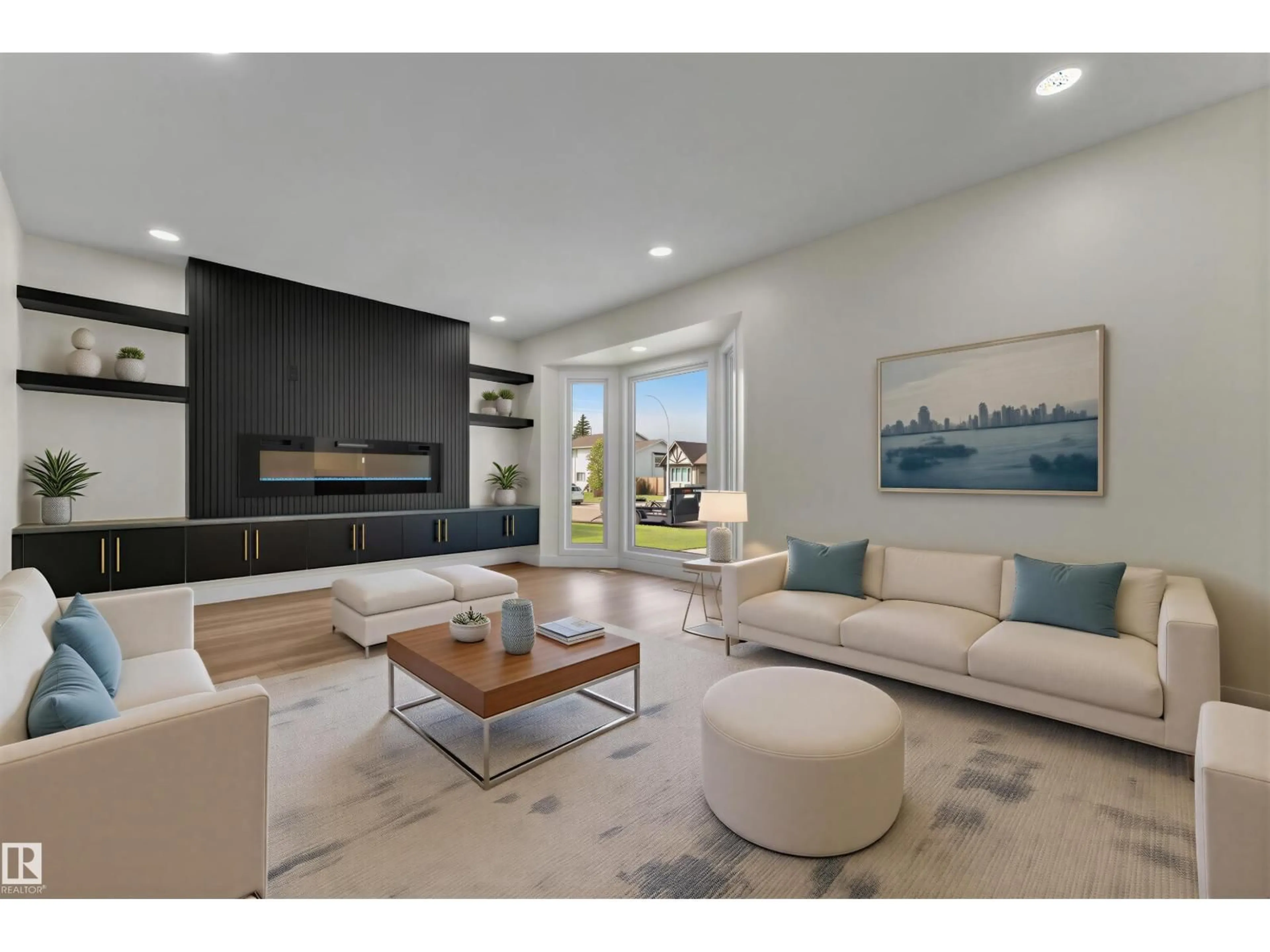 Living room with furniture, ceramic/tile floor for 11427 141 AV, Edmonton Alberta T5X3Z7