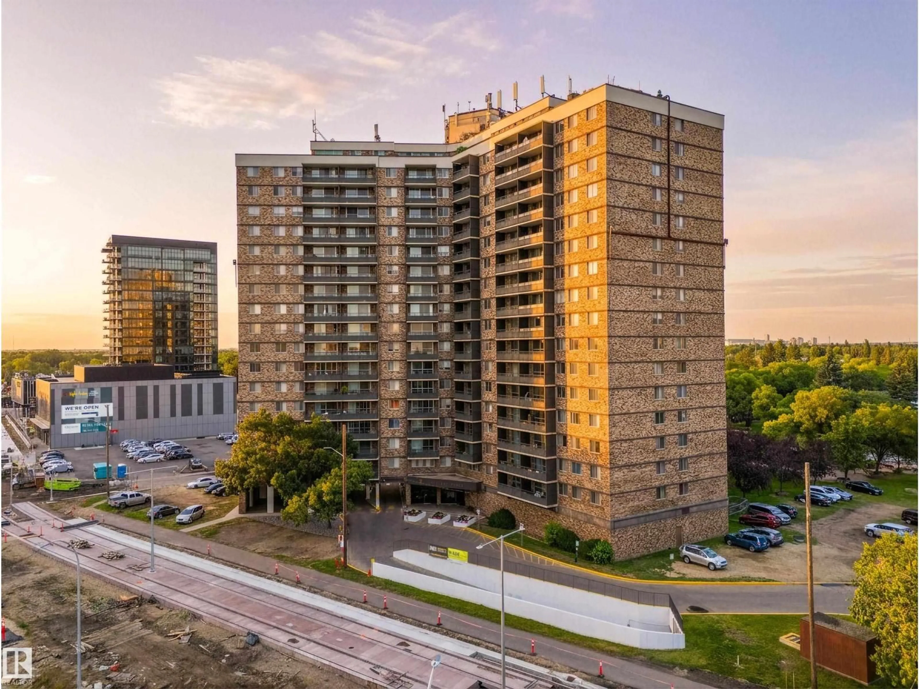 A pic from outside/outdoor area/front of a property/back of a property/a pic from drone, city buildings view from balcony for 13910 - 611 STONY PLAIN RD, Edmonton Alberta T5N3R2
