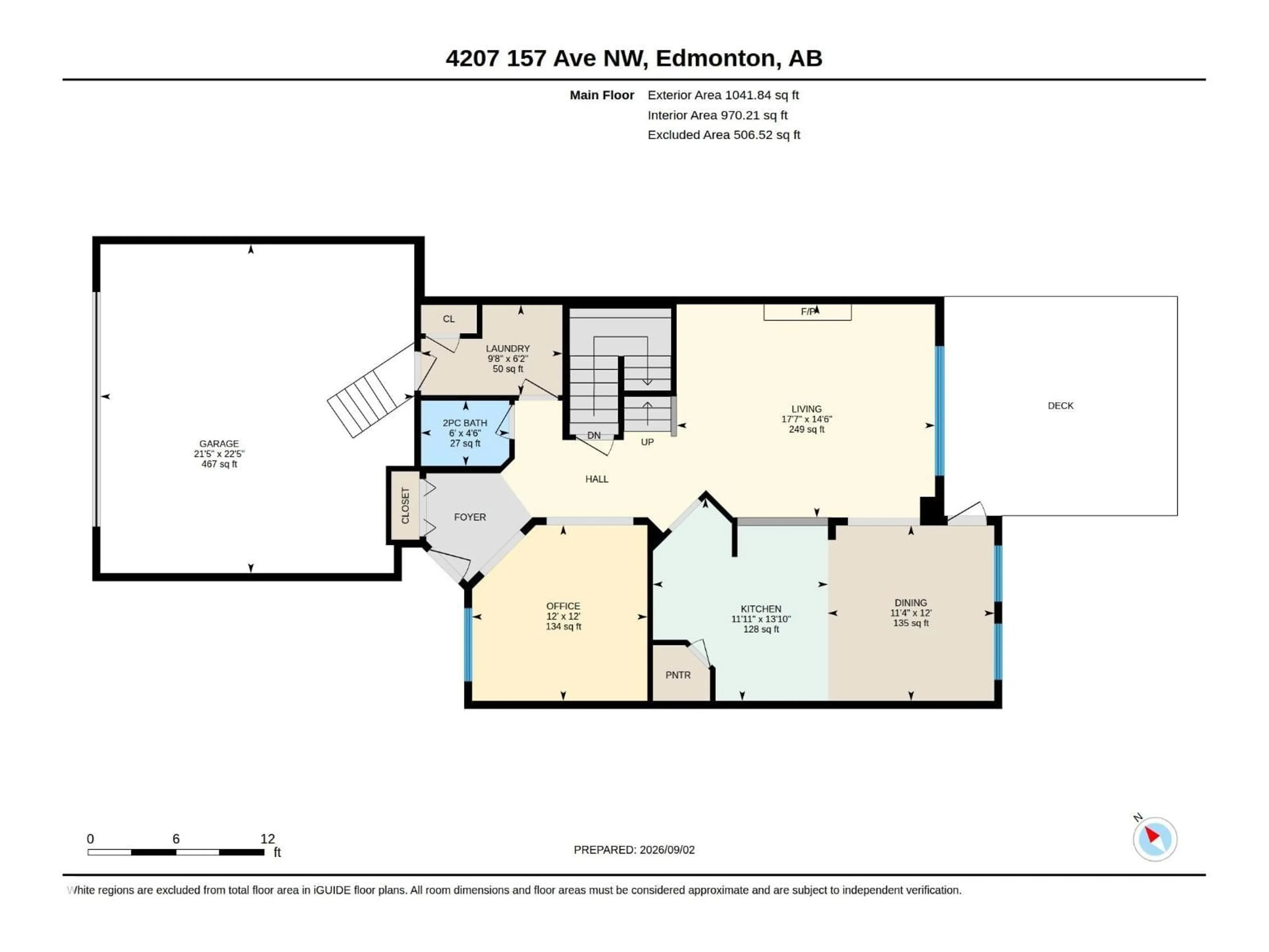 Floor plan for 4207 157 AV, Edmonton Alberta T5Y0C9