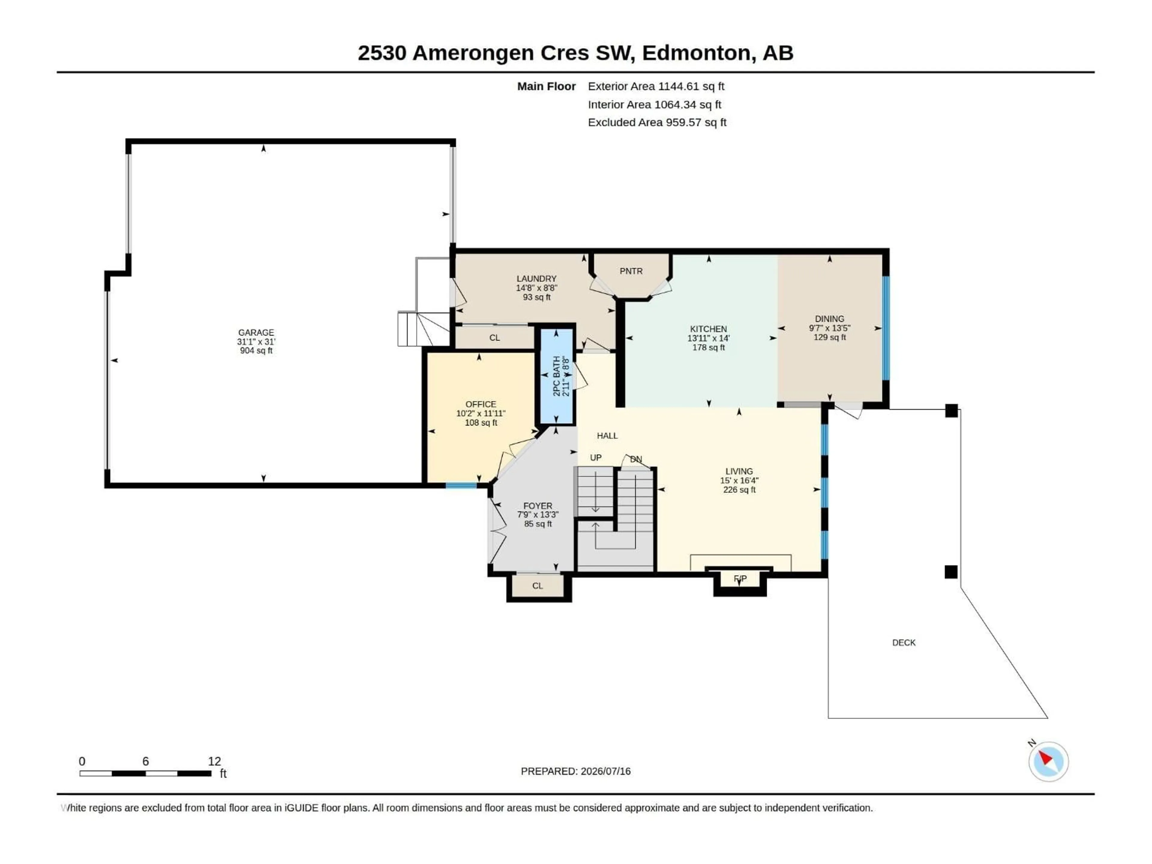 Floor plan for 2530 AMERONGEN CR, Edmonton Alberta T6W3C2