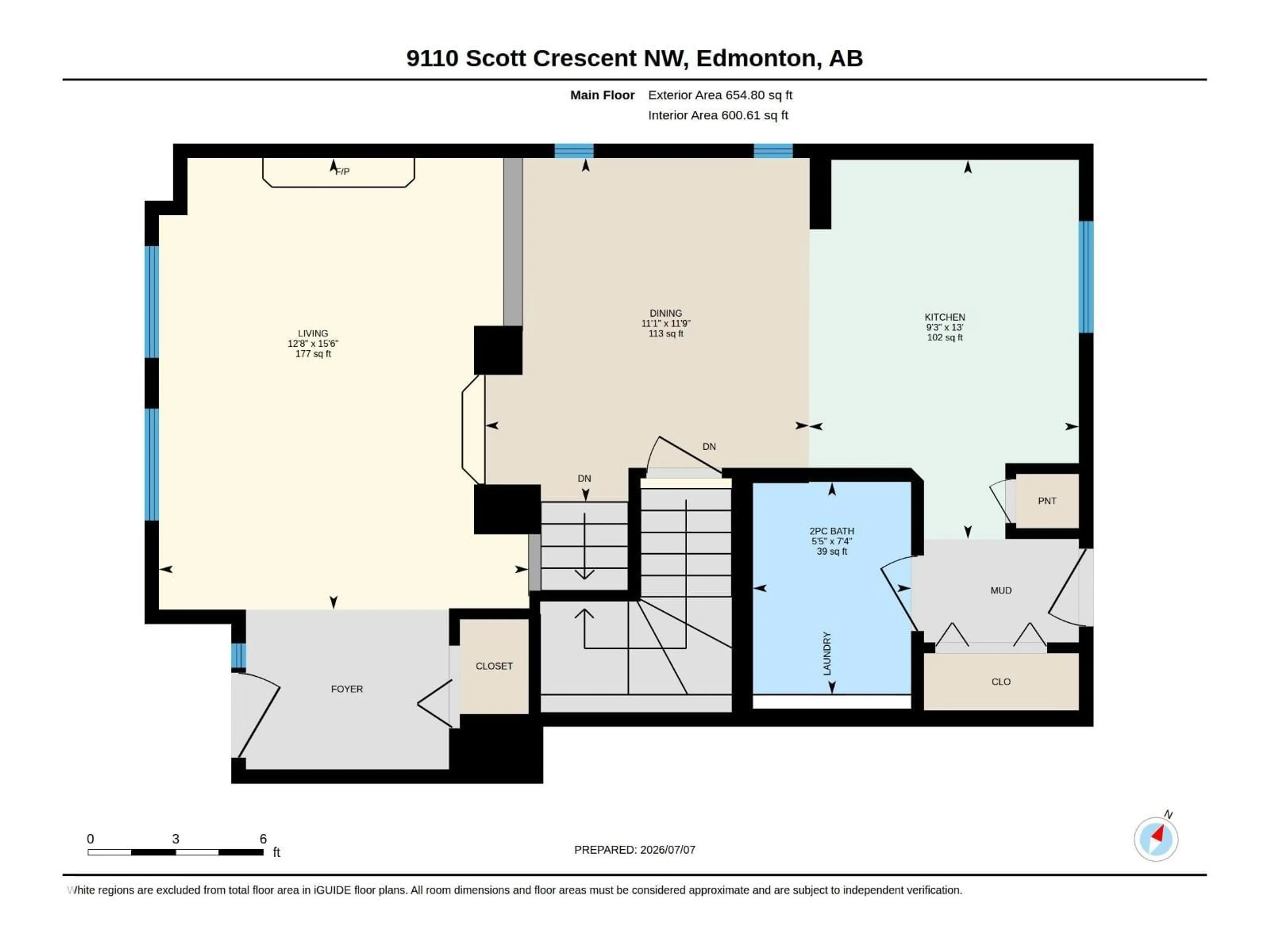 Floor plan for 9110 SCOTT CR, Edmonton Alberta T6R0E7