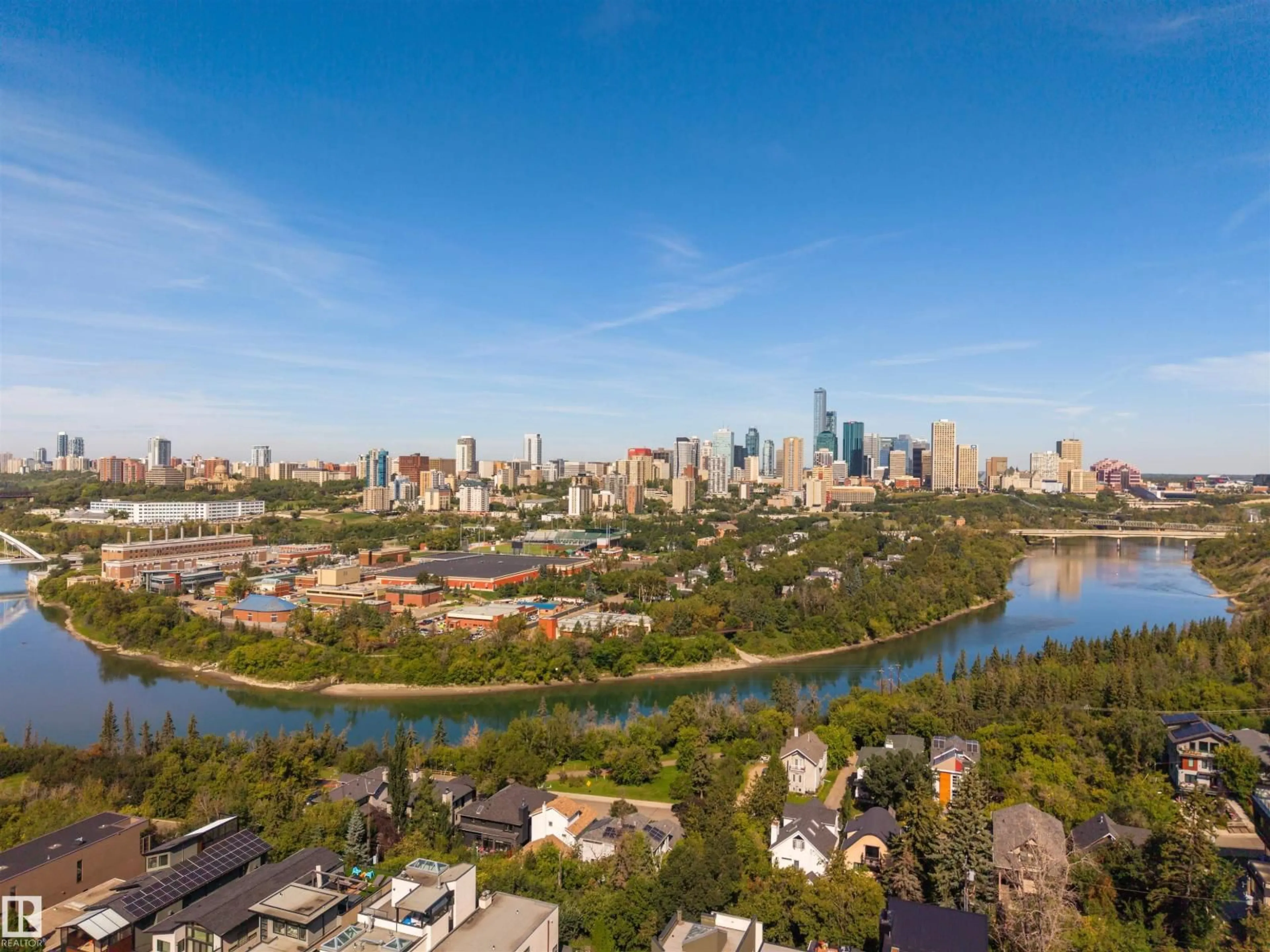 A pic from outside/outdoor area/front of a property/back of a property/a pic from drone, city buildings view from balcony for 1202 SASKATCHEWAN DR, Edmonton Alberta T6E4R4