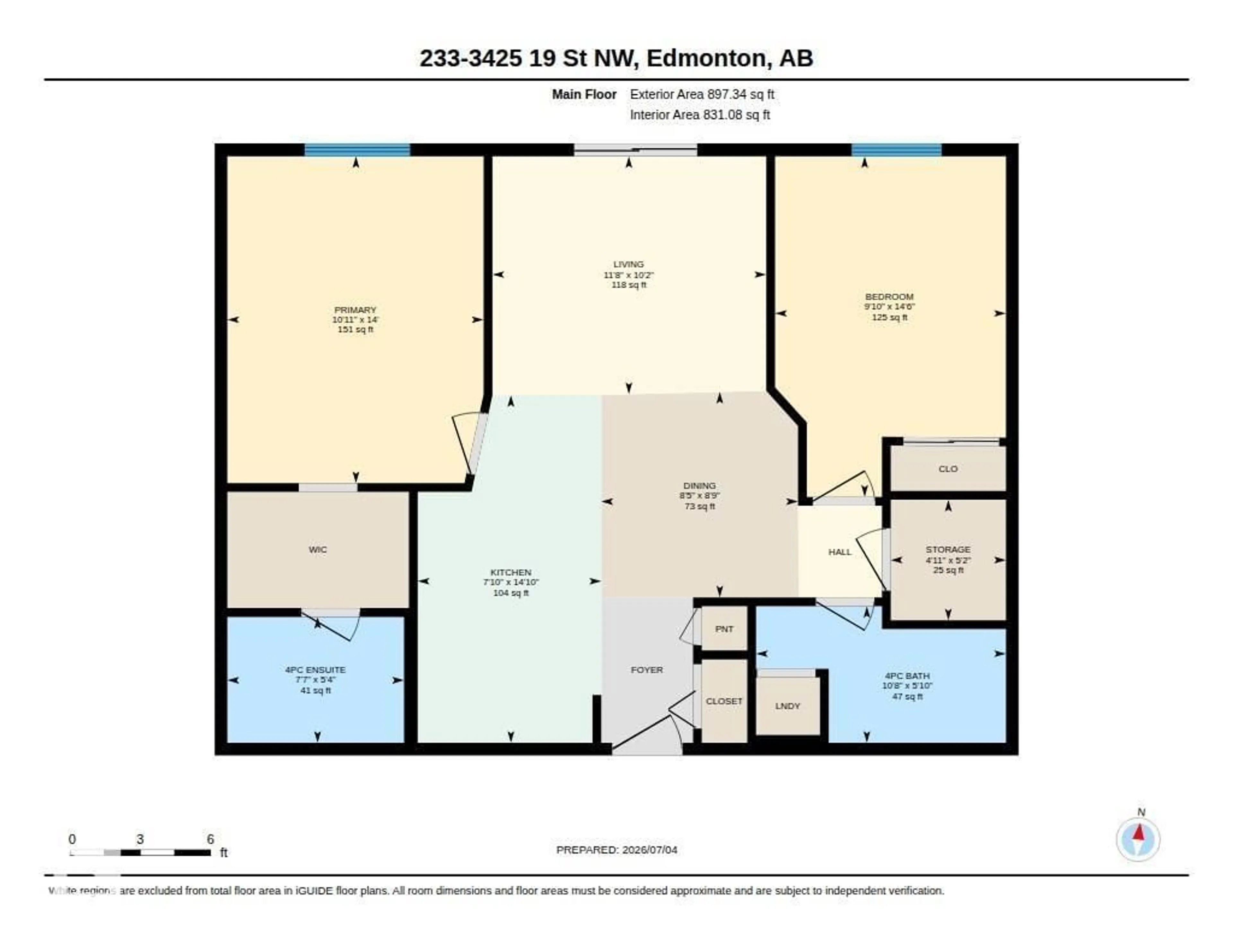 Floor plan for 233 - 3425 19 ST, Edmonton Alberta T5T2B5