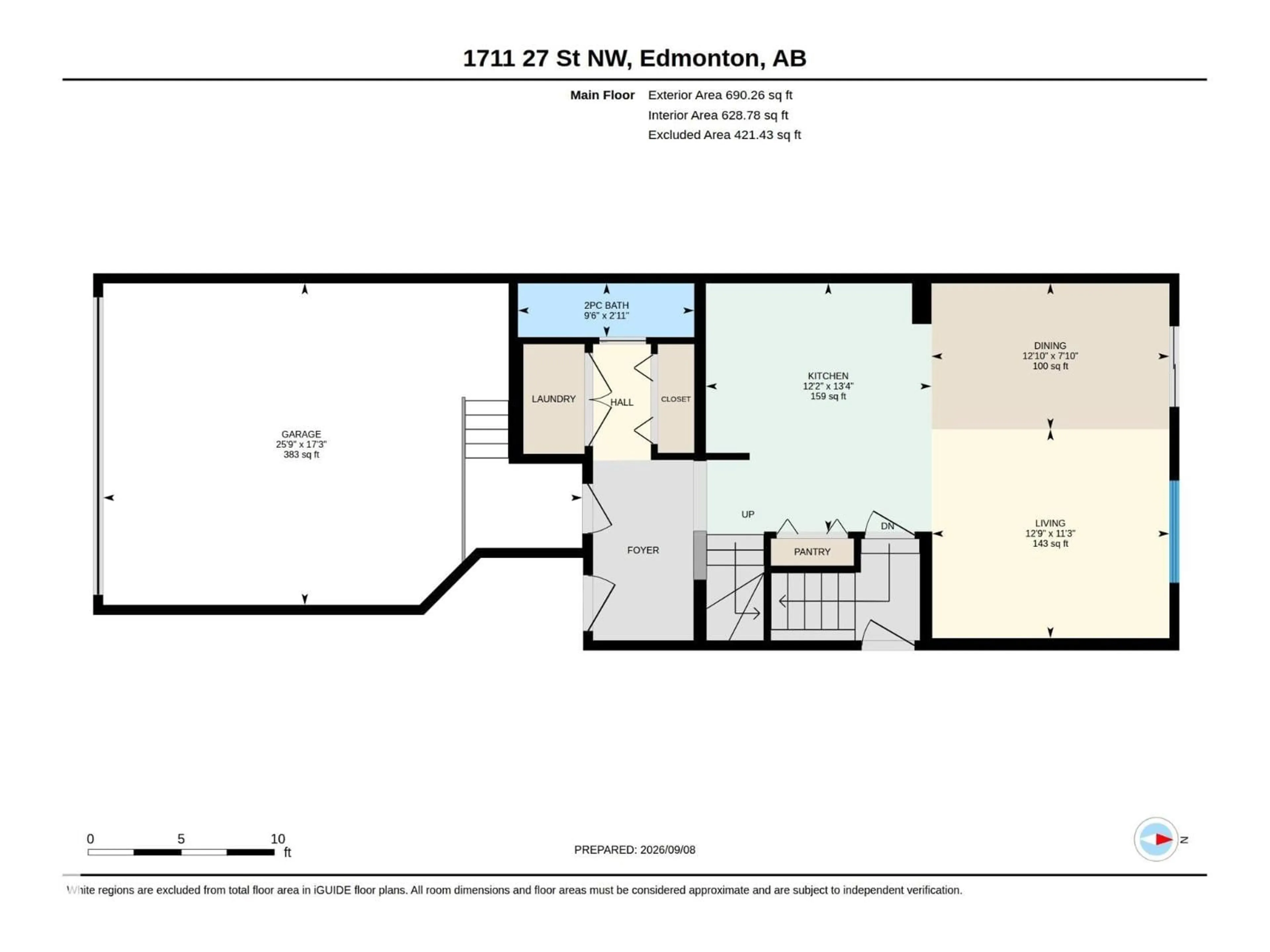 Floor plan for NW - 1711 27 ST, Edmonton Alberta T6T2G6