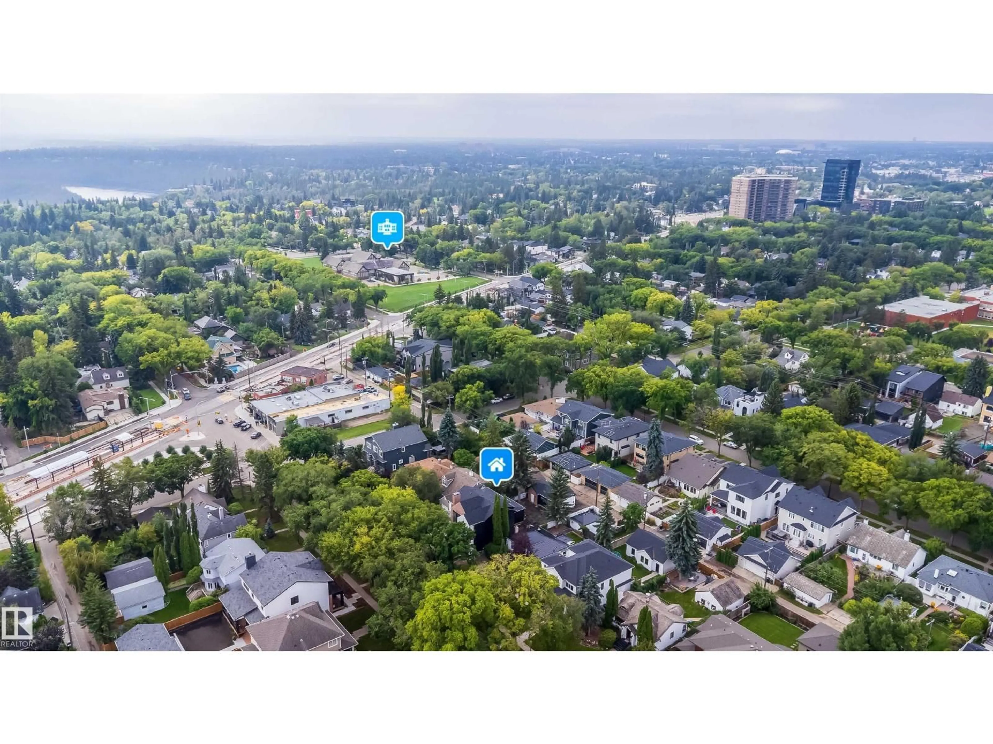 A pic from outside/outdoor area/front of a property/back of a property/a pic from drone, city buildings view from balcony for NW - 10414 134 ST, Edmonton Alberta T5N2B2