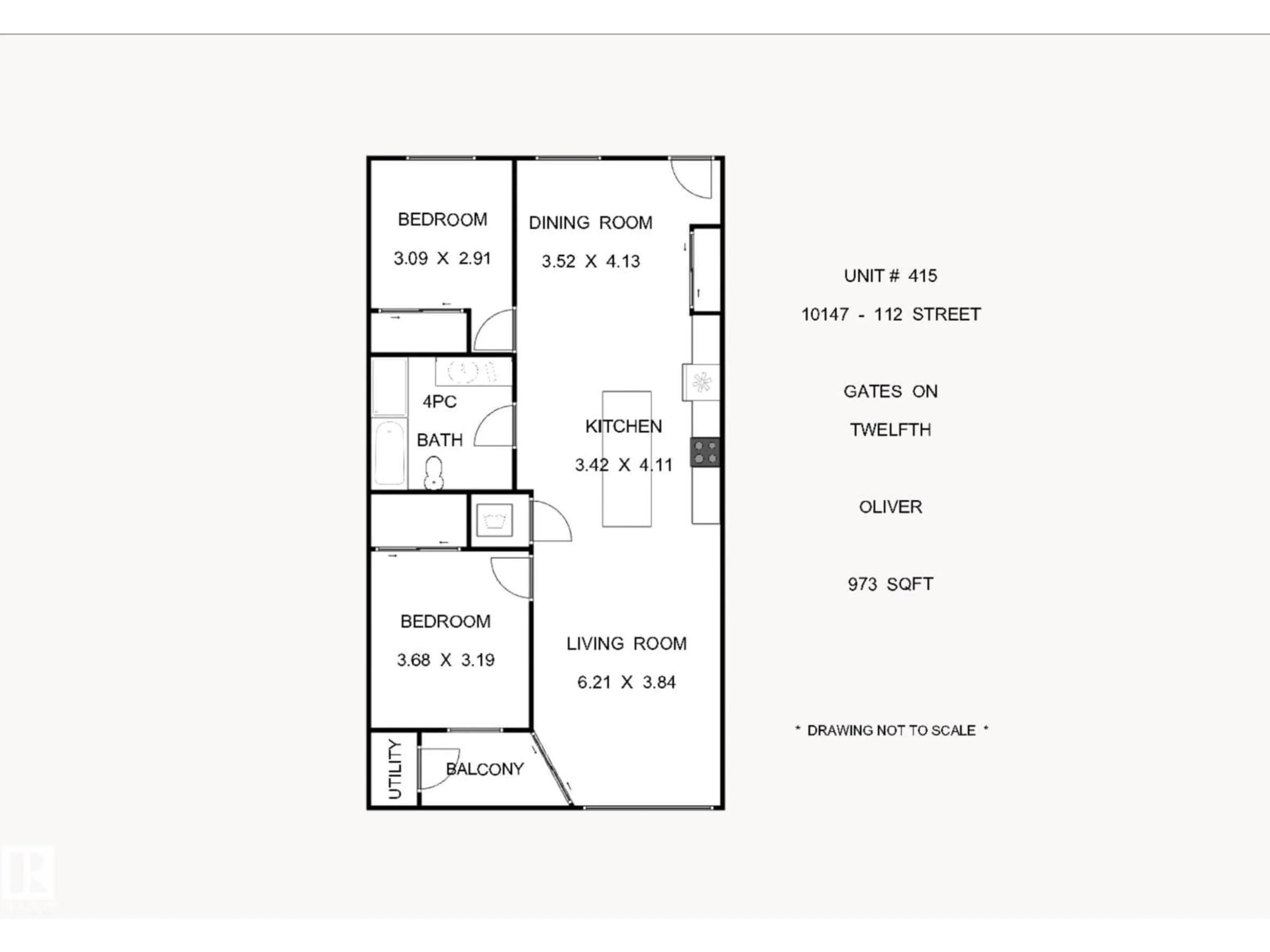 Floor plan for 415 - 10147 112 ST NW, Edmonton Alberta T5K1M1