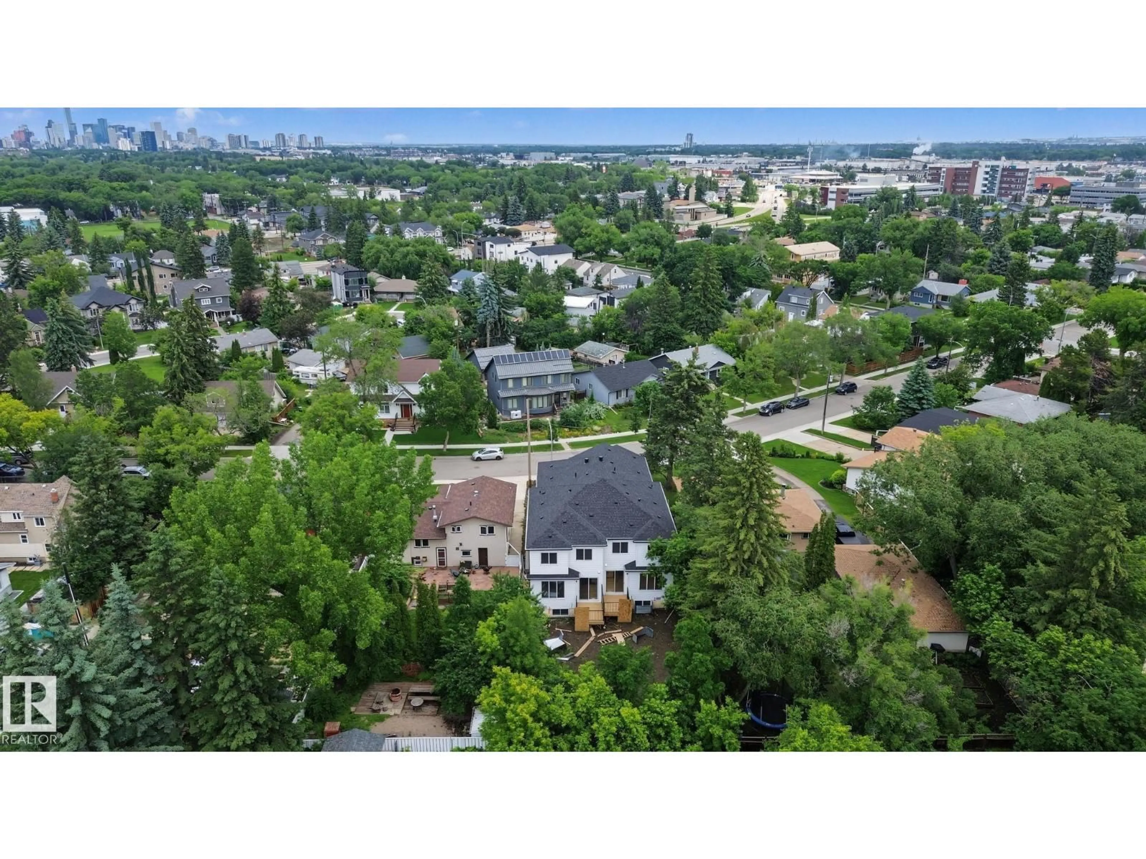A pic from outside/outdoor area/front of a property/back of a property/a pic from drone, city buildings view from balcony for 10619 60A AV, Edmonton Alberta T6H1K5