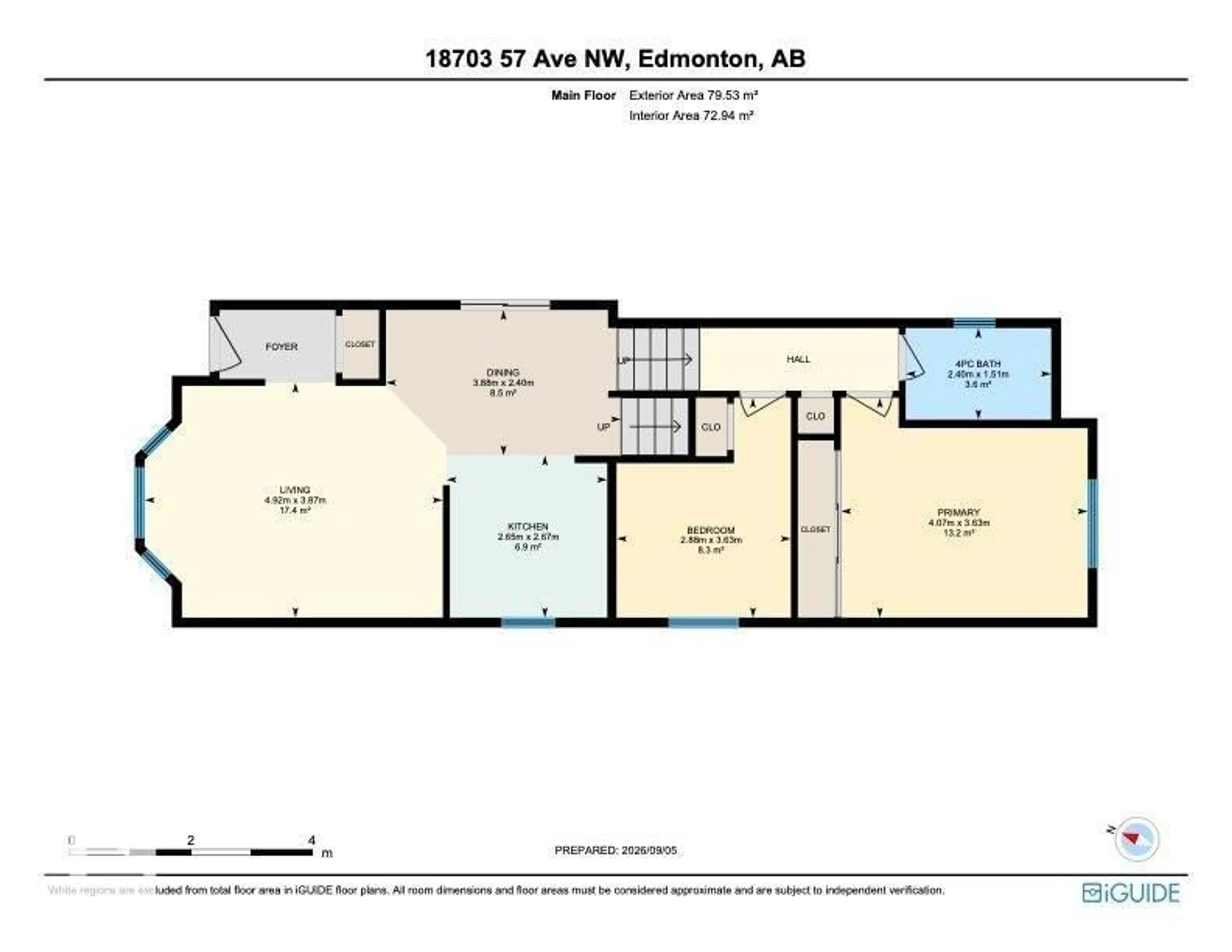 Floor plan for 18703 57 AV, Edmonton Alberta T6M2A6