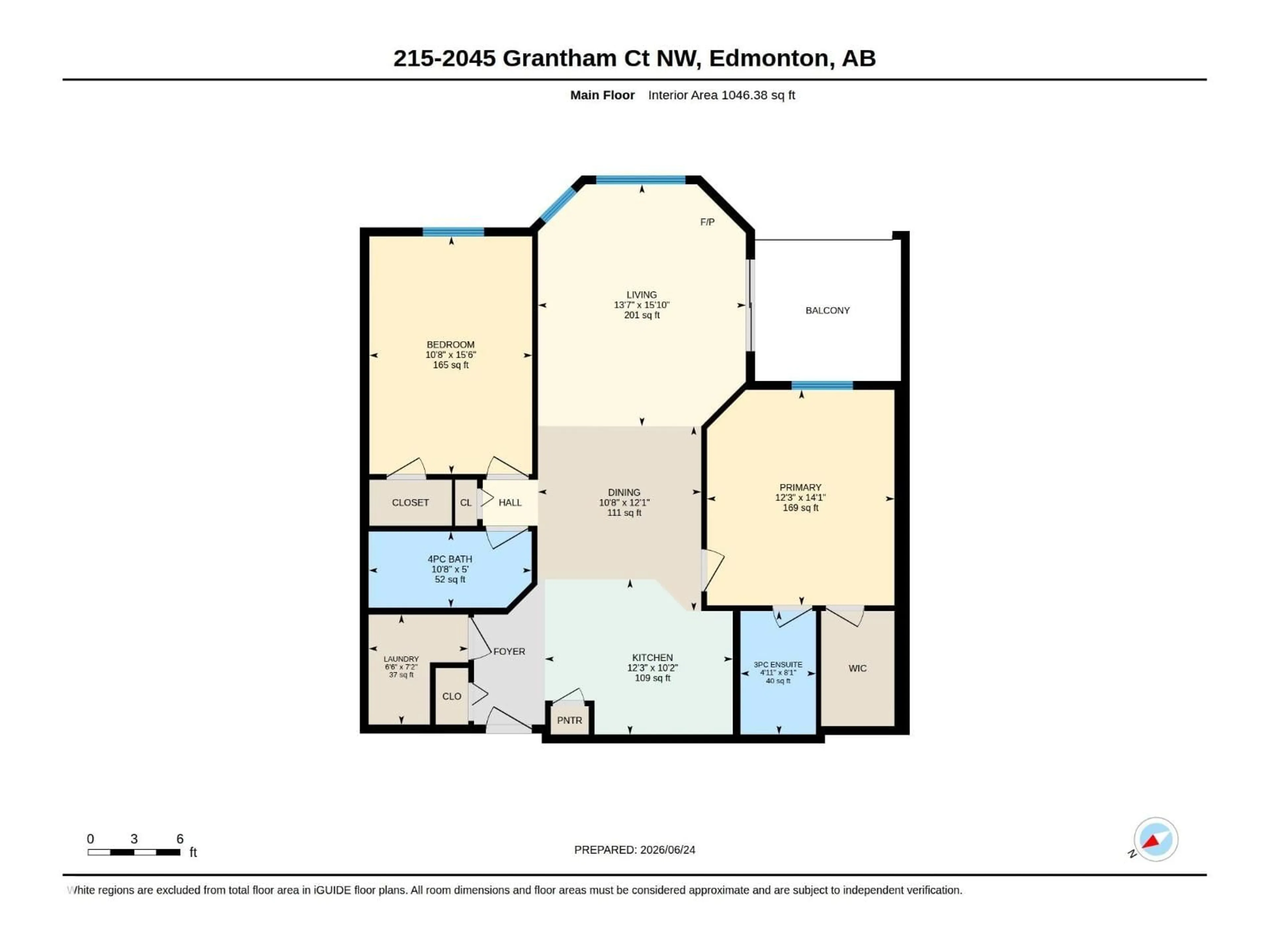 Floor plan for #215 - 2045 GRANTHAM CO, Edmonton Alberta T5T3X6