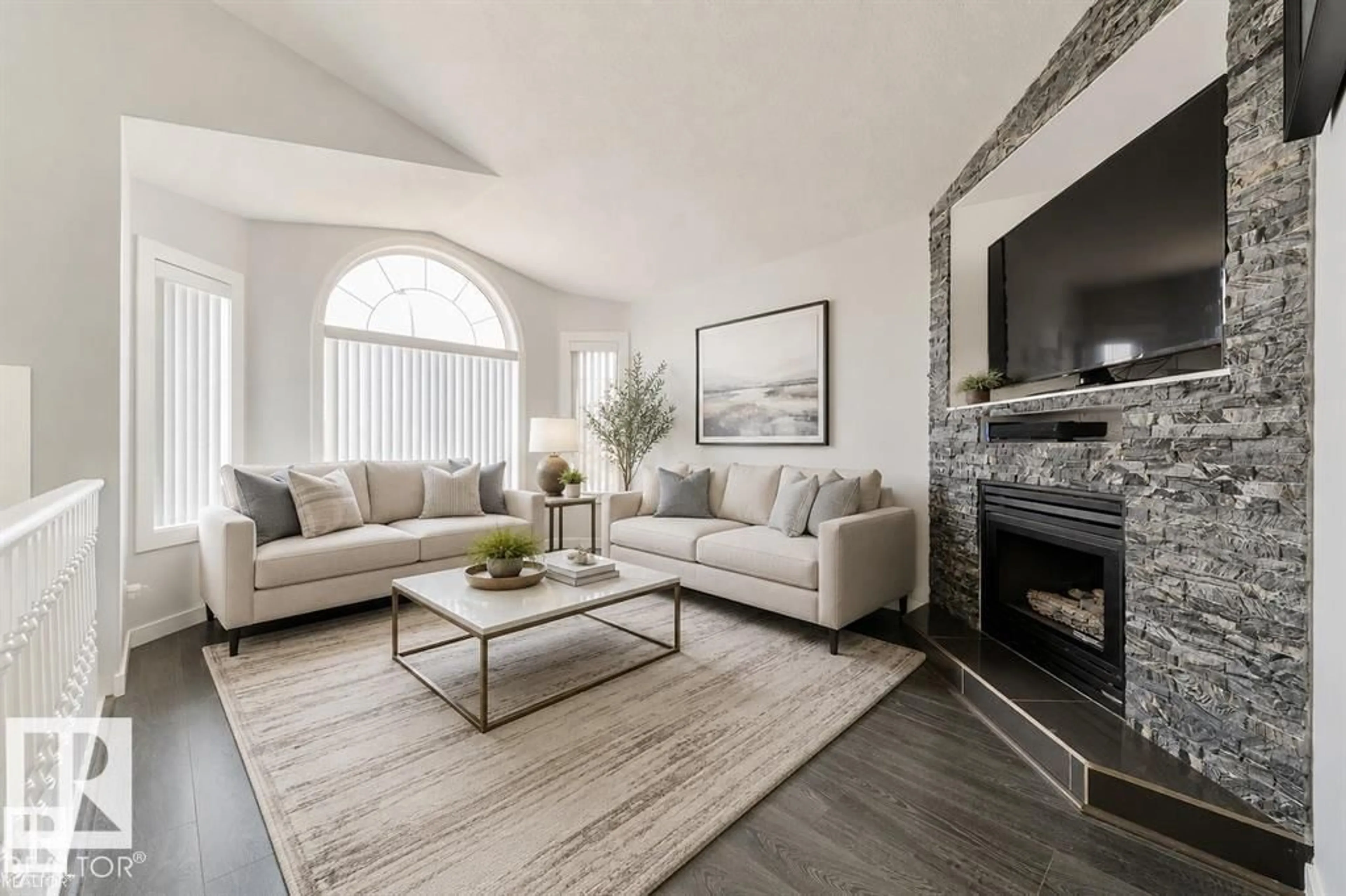 Living room with furniture, unknown for 417 HOLLICK-KENYON RD, Edmonton Alberta T5Y2T9