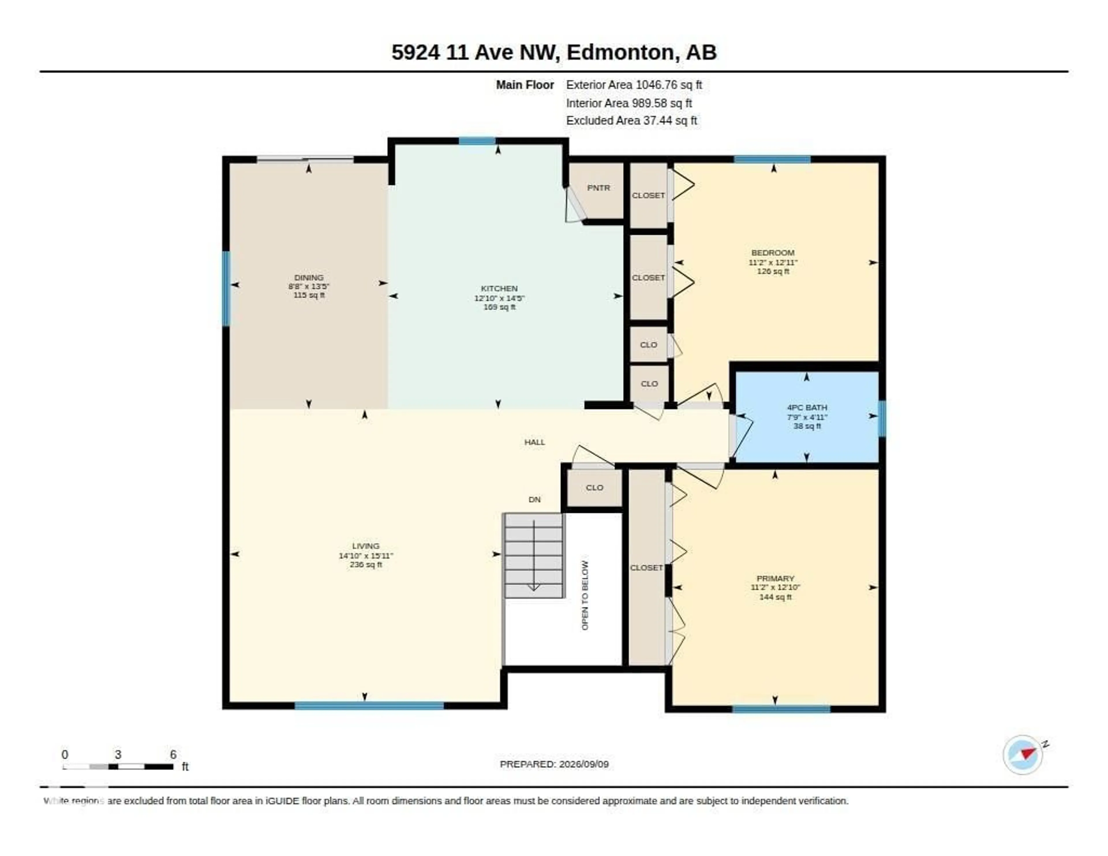 Floor plan for 5924 11 AV, Edmonton Alberta T6L3A6