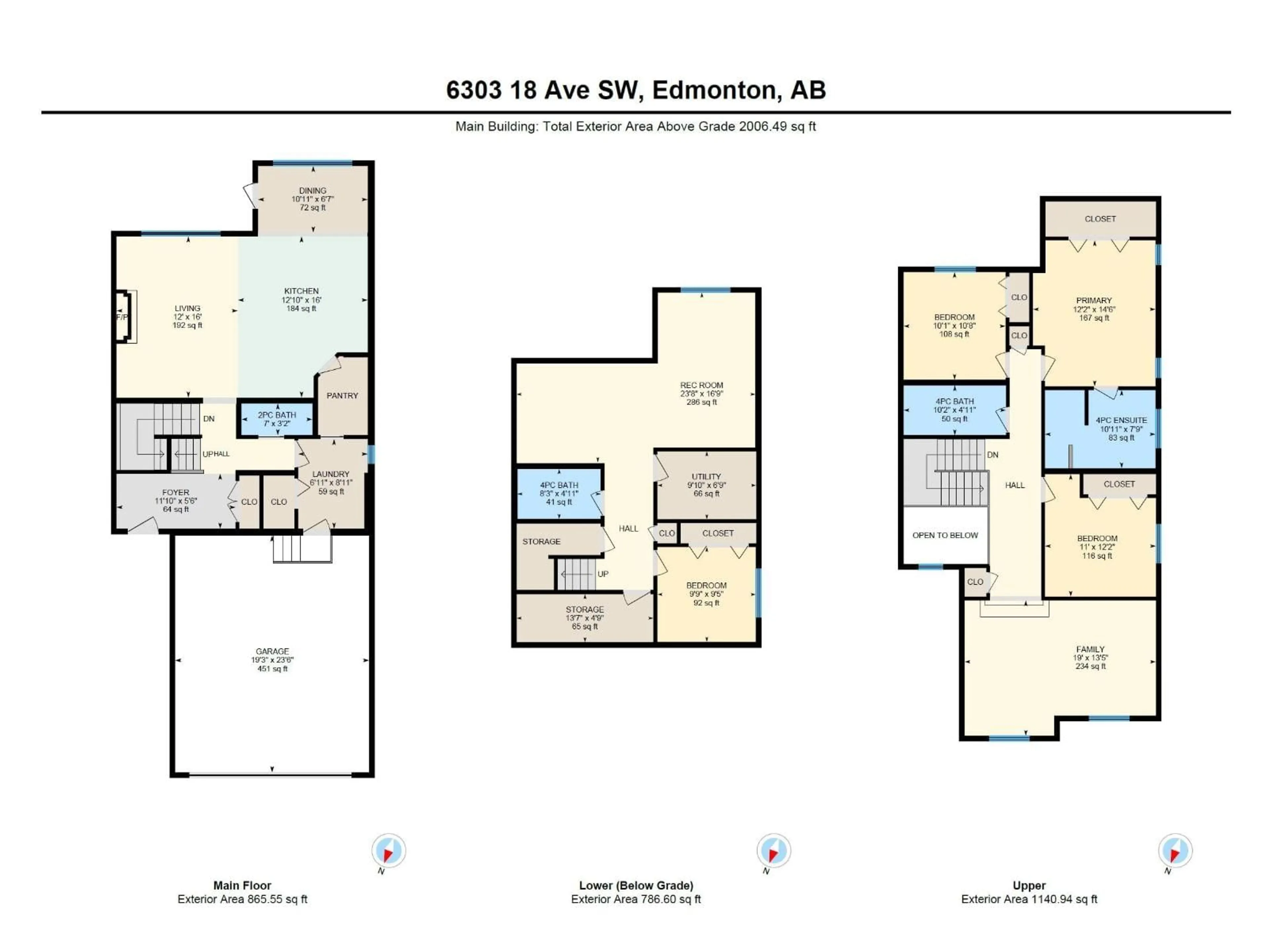 Floor plan for 6303 18 AV, Edmonton Alberta T6X0S1