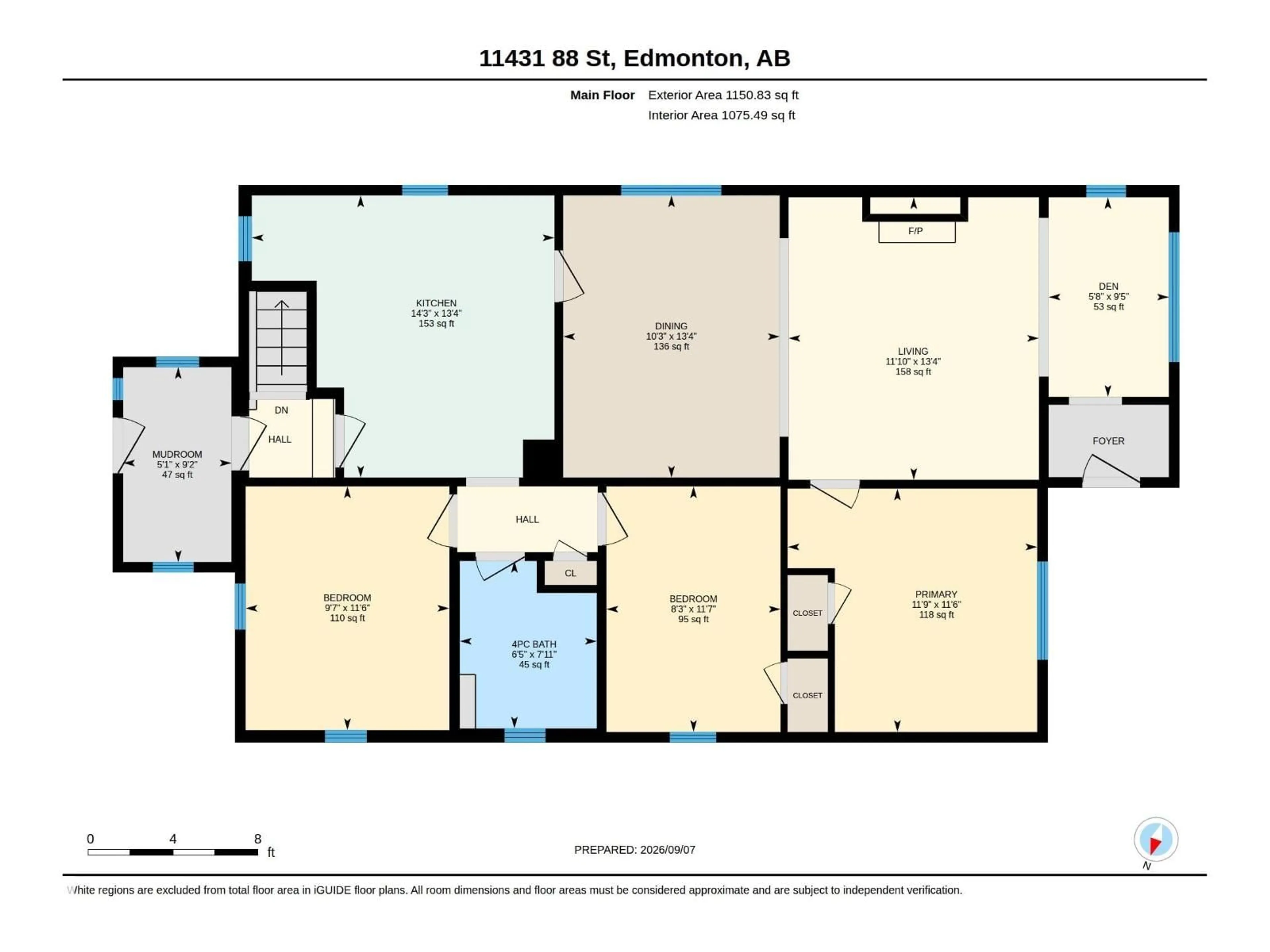 Floor plan for NW - 11431 88 ST, Edmonton Alberta T5B3P9