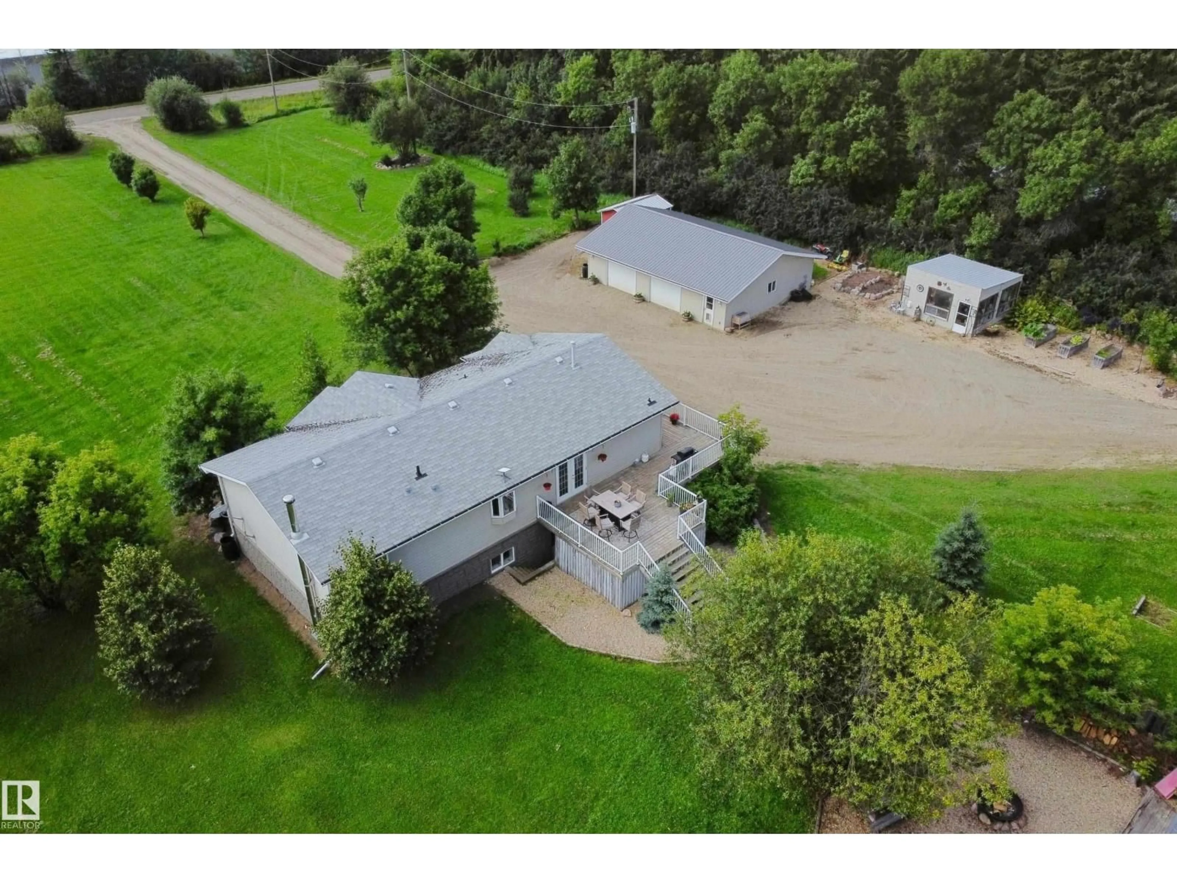 A pic from outside/outdoor area/front of a property/back of a property/a pic from drone, building for 6006 TWP RD 602, Rural Barrhead County Alberta T7N1N3