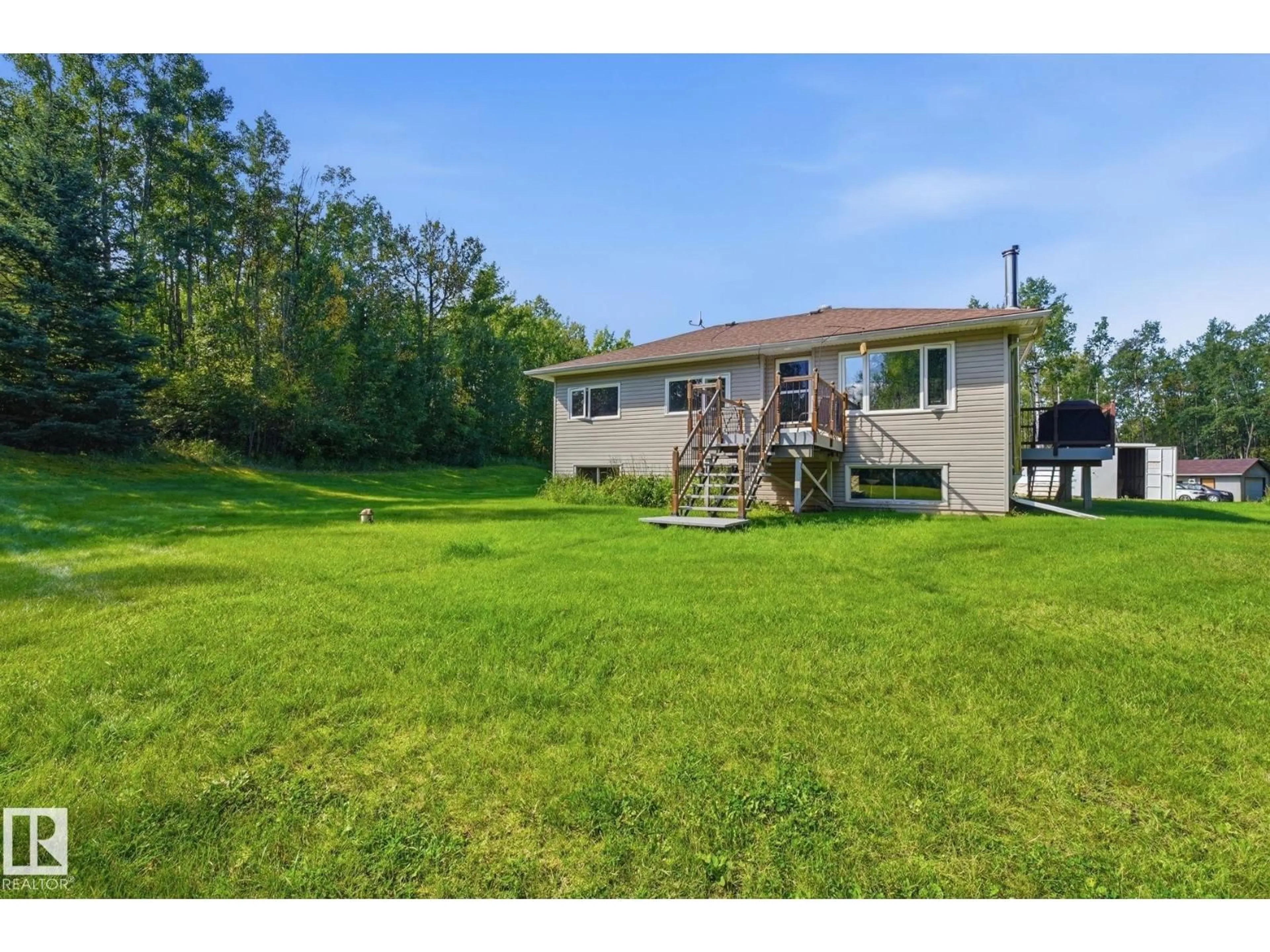 A pic from outside/outdoor area/front of a property/back of a property/a pic from drone, water/lake/river/ocean view for 53522 RGE ROAD 280, Rural Parkland County Alberta T7X3V6