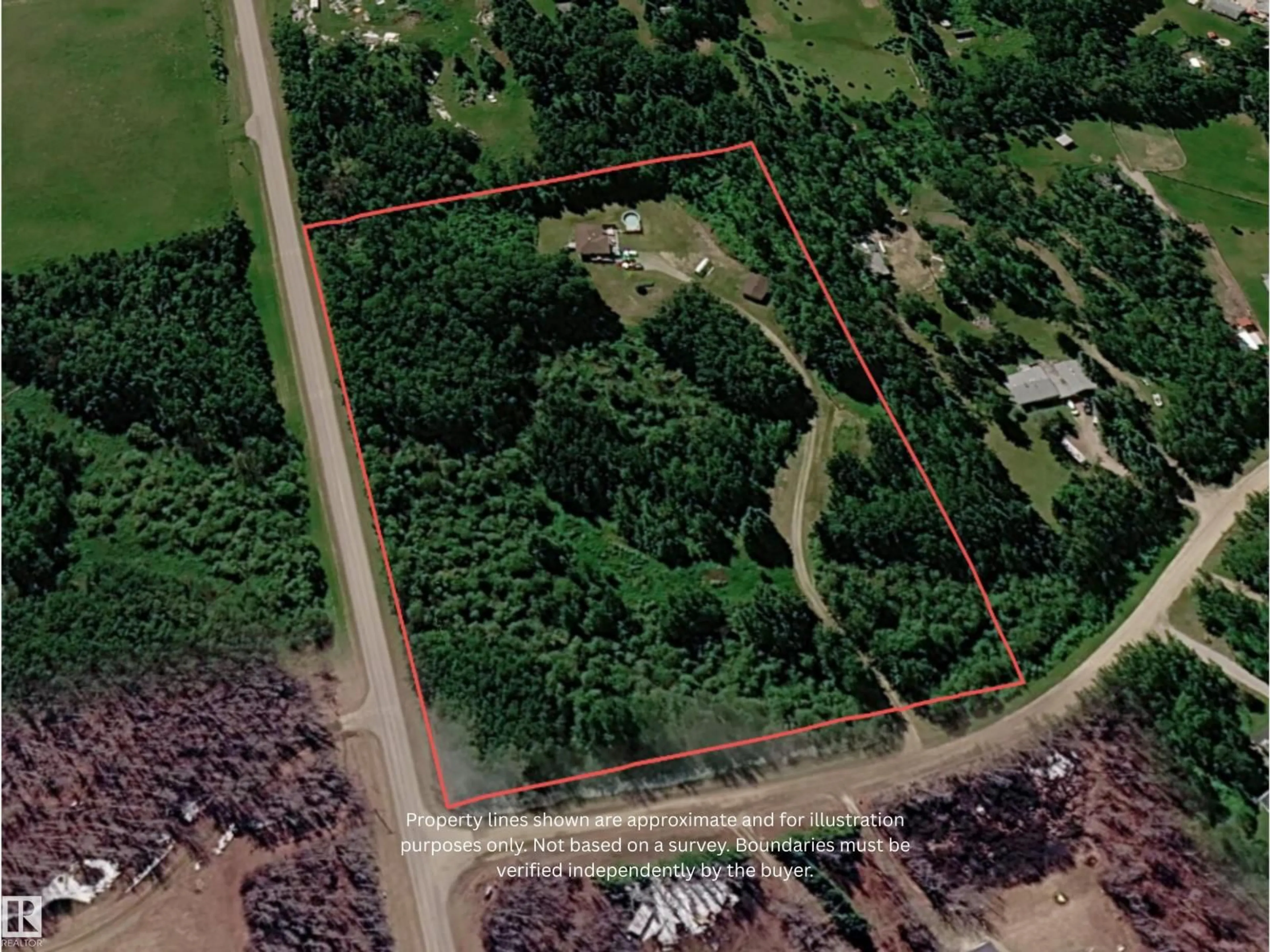 A pic from outside/outdoor area/front of a property/back of a property/a pic from drone, forest/trees view for 53522 RGE ROAD 280, Rural Parkland County Alberta T7X3V6