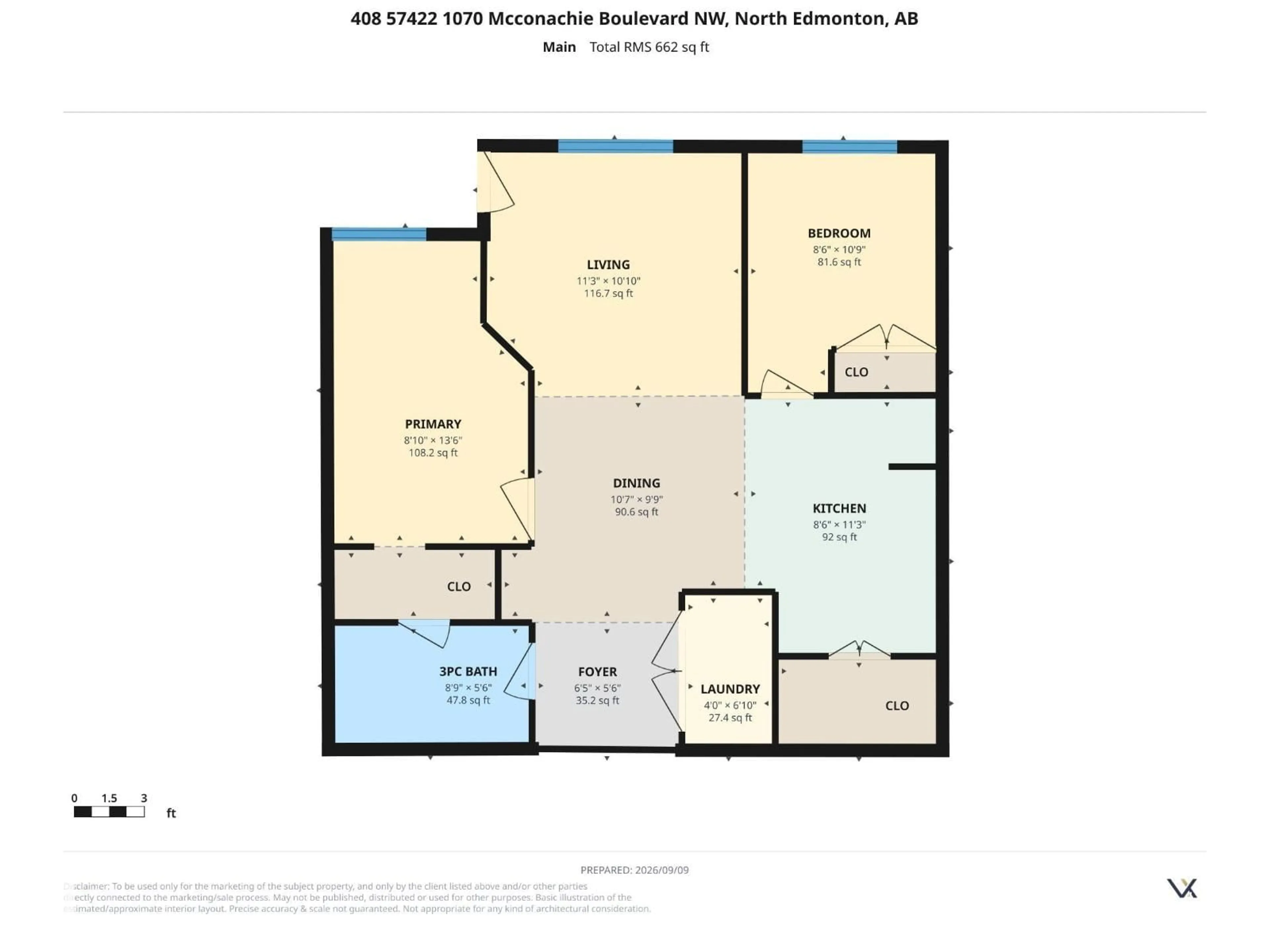 Floor plan for #408 - 1070 MACCONACHIE BV, Edmonton Alberta T5Y0X1
