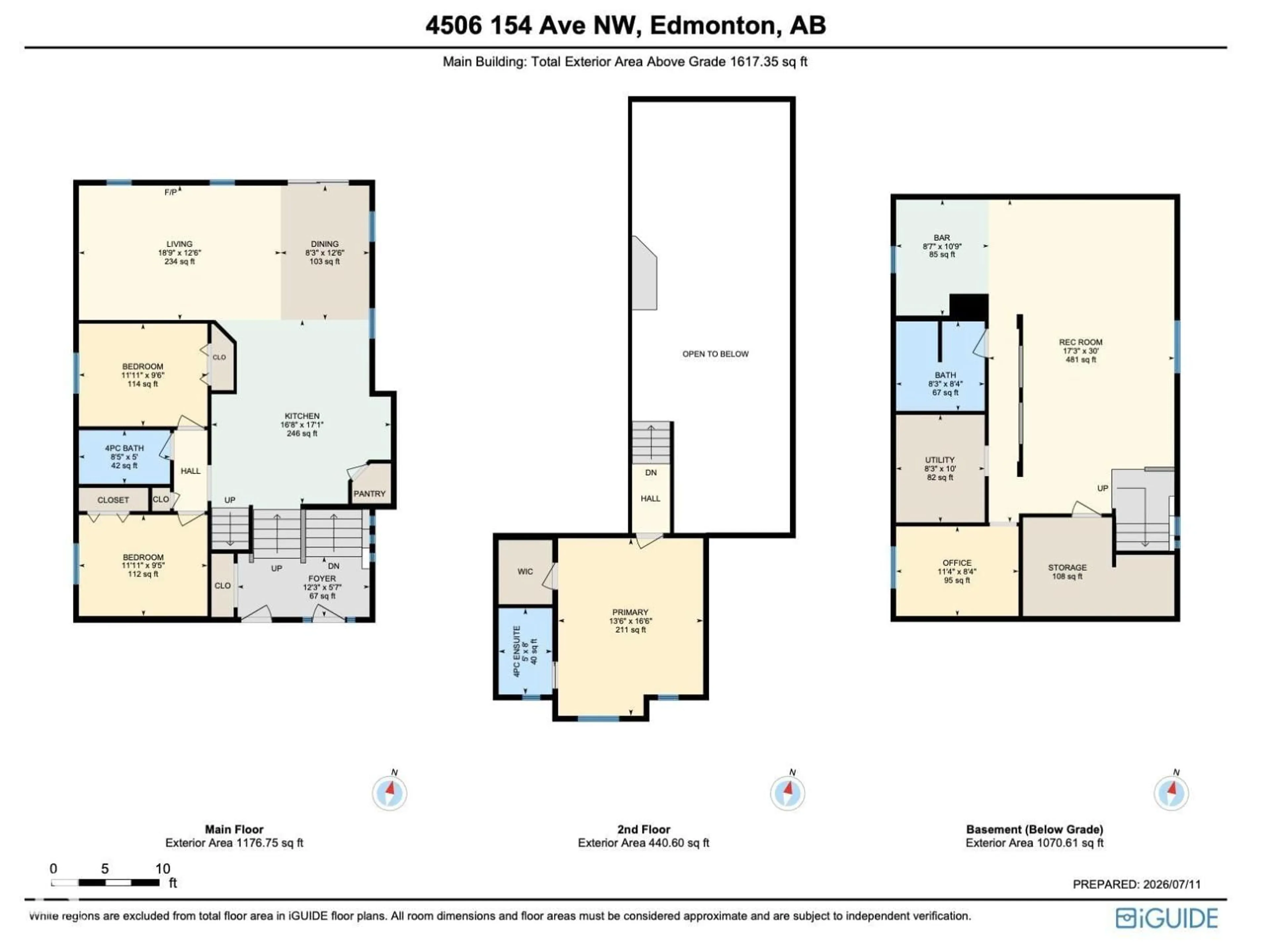 Floor plan for 4506 154 AV, Edmonton Alberta T5Y3H3